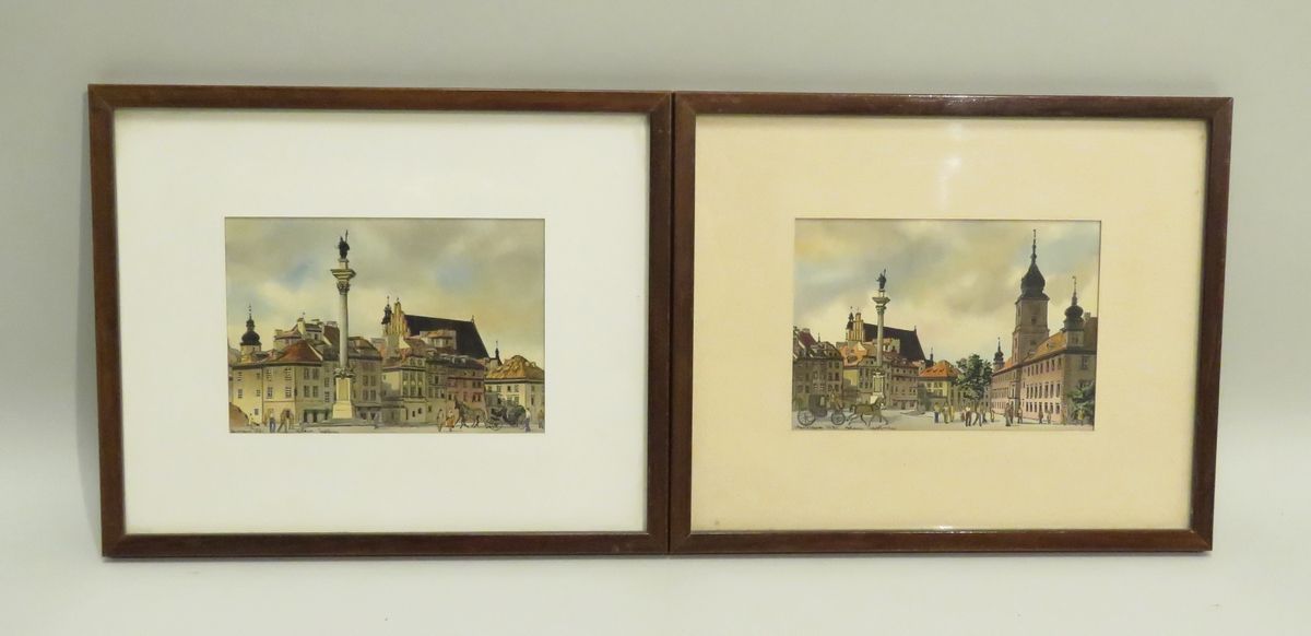 Null Pitsudski Square, Warsaw, 1981. Set of two watercolors on paper, signed (il&hellip;