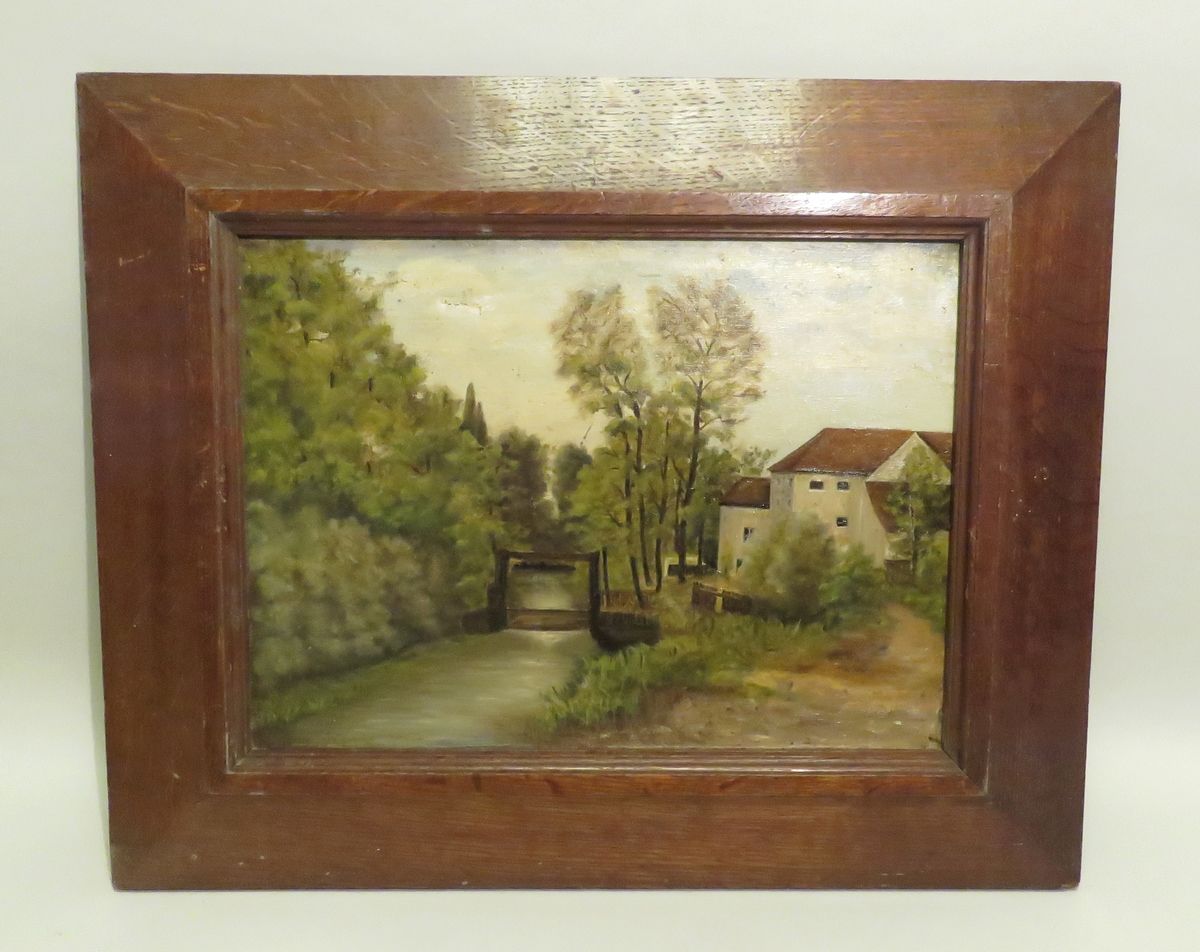 Null French school of the Xth century. Landscape. Oil on canvas, unsigned. 30 x &hellip;