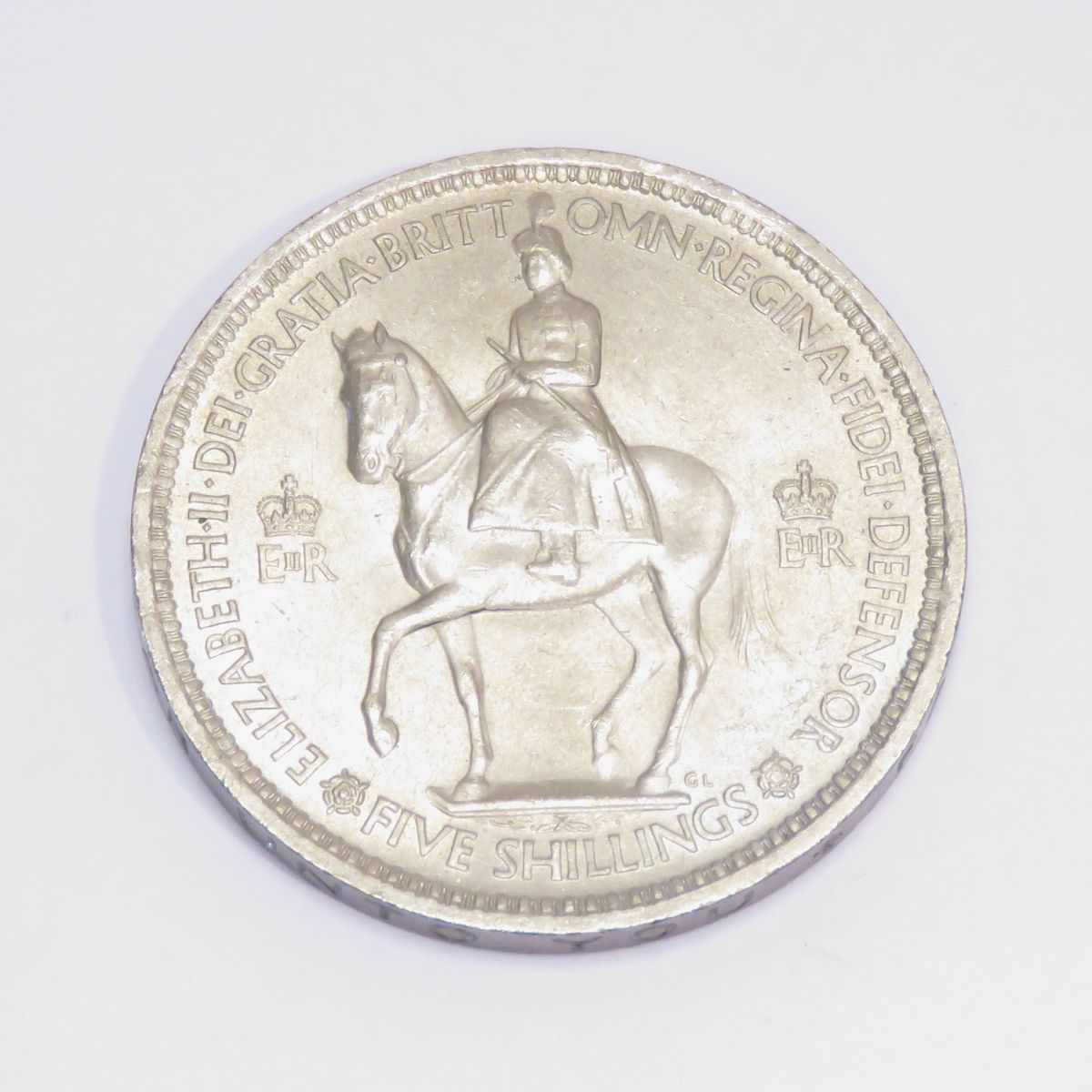 Null 5-Shilling-Münze aus Kupfernickel "Elisabeth II." (1953). Nettogewicht: 28g&hellip;