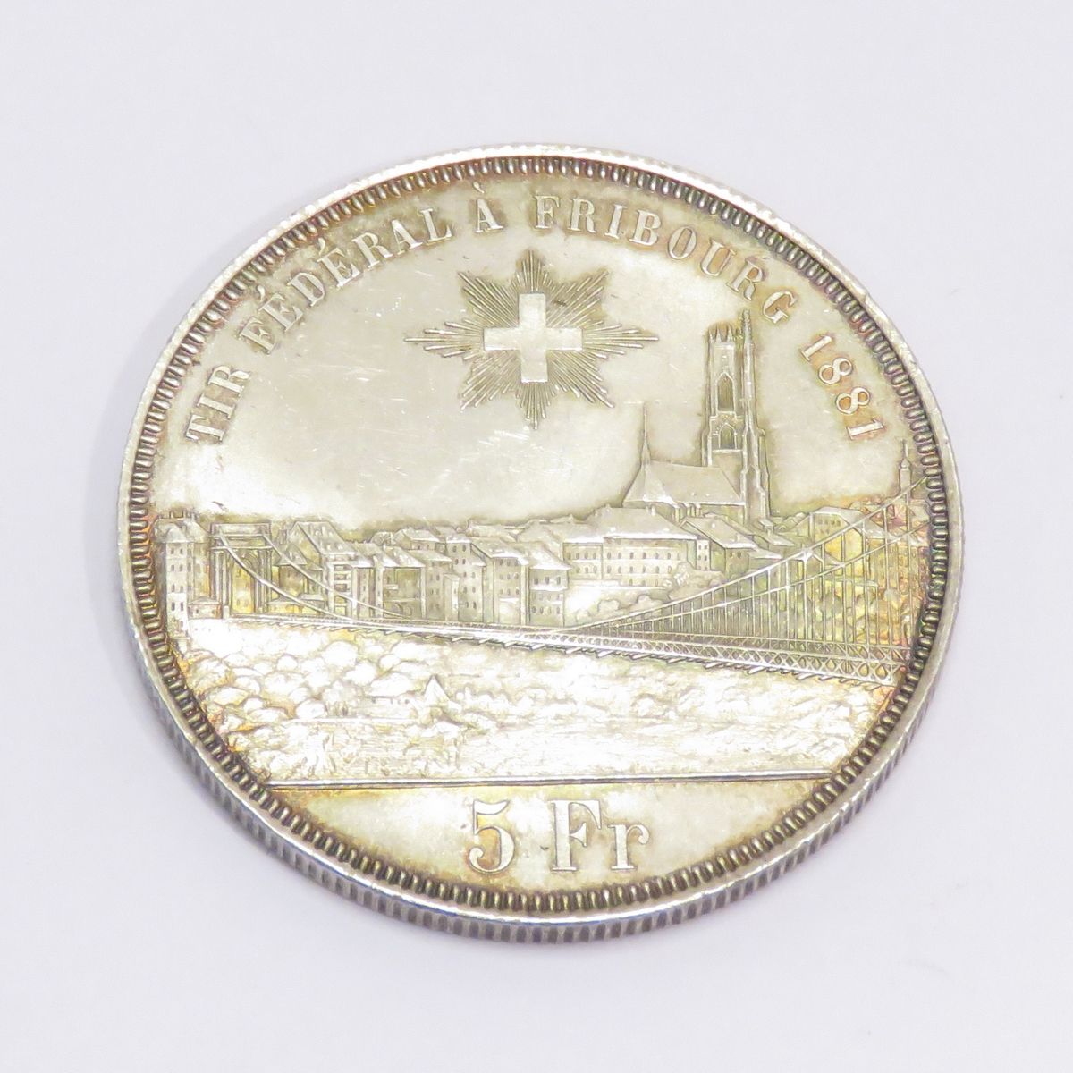 Null Silberne Gedenkmedaille zu 5 Francs "Eintritt von Freiburg & Solothurn in d&hellip;