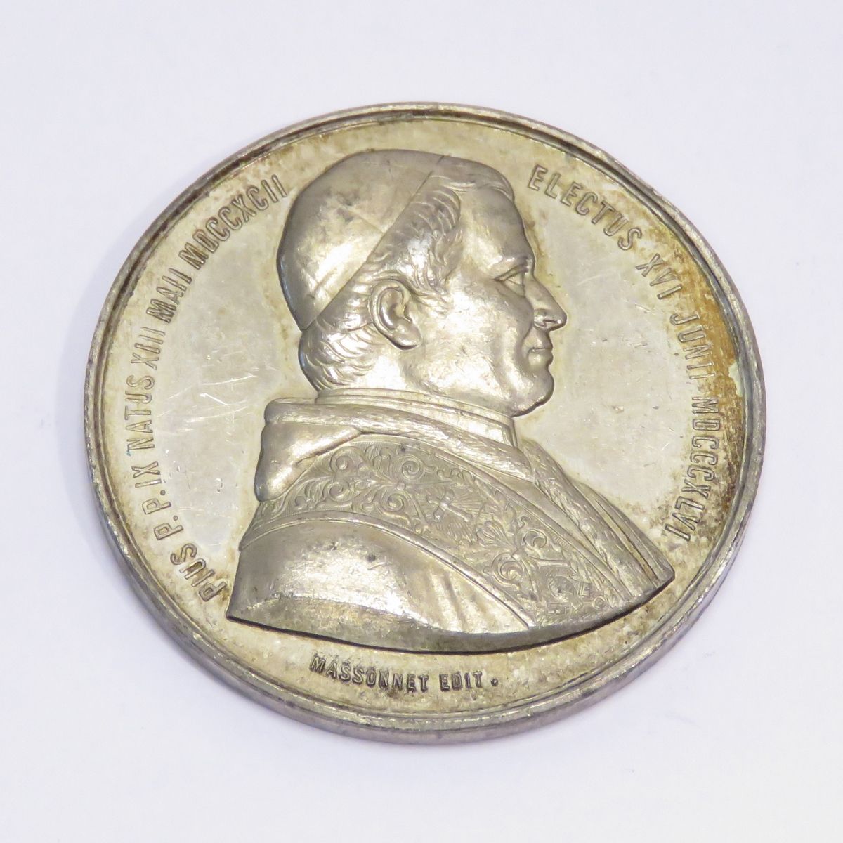 Null Medalla de estaño "Infalibilidad del Papa, 1870". Grabada por MASSONNET Édi&hellip;