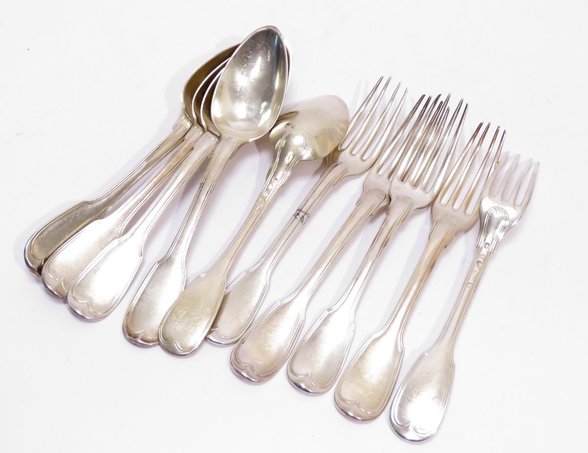 Null Various silversmiths. Set of five pieces of cutlery (10 pieces) in silver (&hellip;