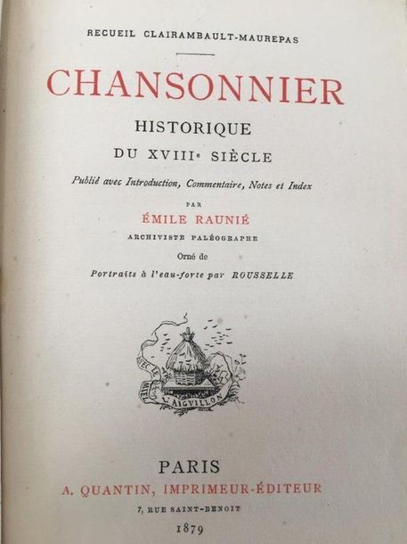 Null RECUEIL CLAIRAMBAULT MAUREPAS
Chansonnier historique du XVIIIe siècle. Pari&hellip;