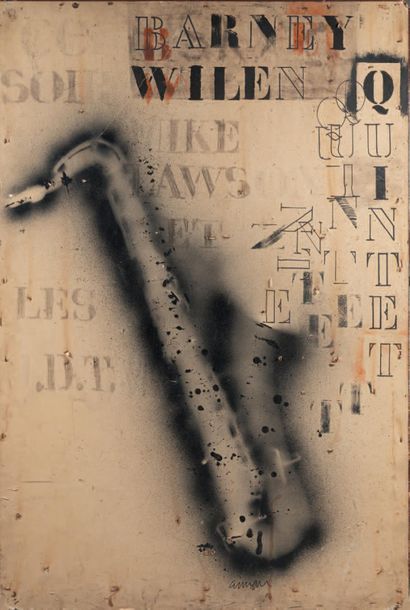 Fernandez ARMAN (1928-2005) 
Composition au saxophone
Pochoir sur papier contrec&hellip;