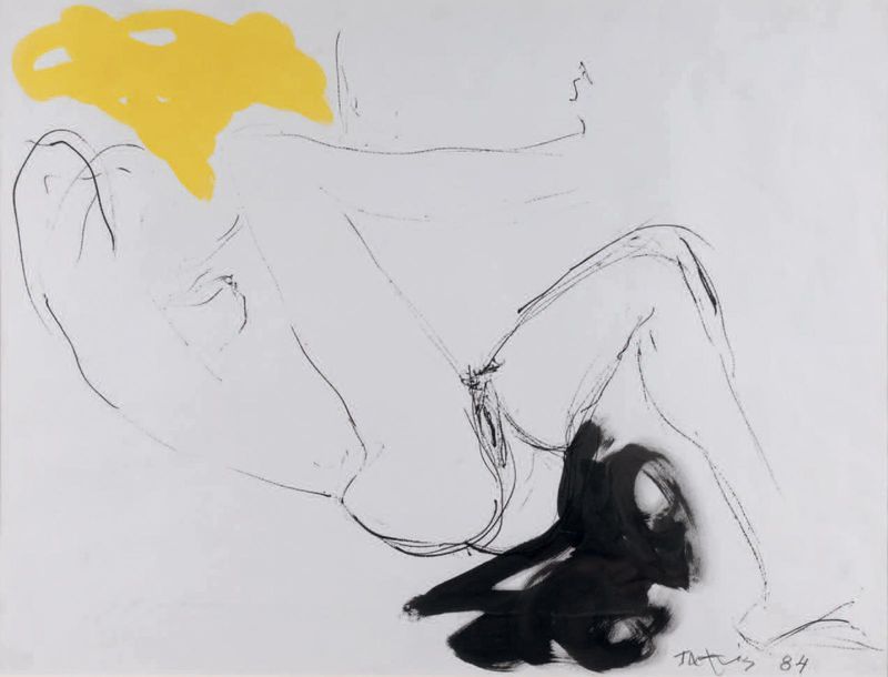 Vassilakis TAKIS (1925-2019) 
Lying nude
Ink and watercolour signed lower right &hellip;
