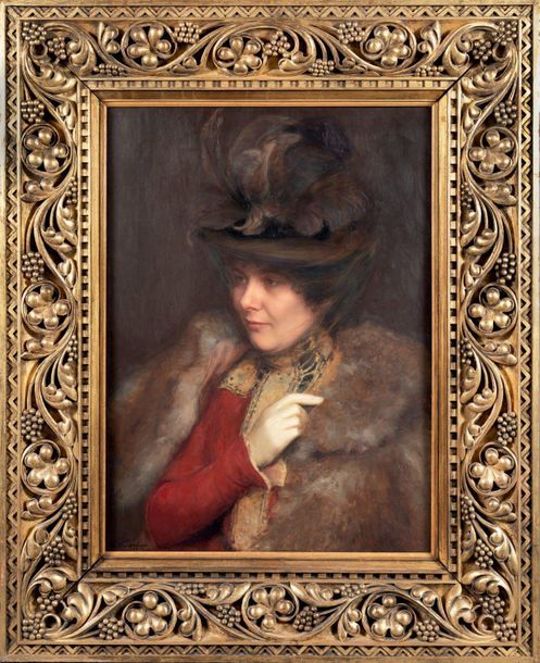 Émile FRIANT (1863-1932) 
Portrait of Marguerite Paul
Oil on panel signed and da&hellip;