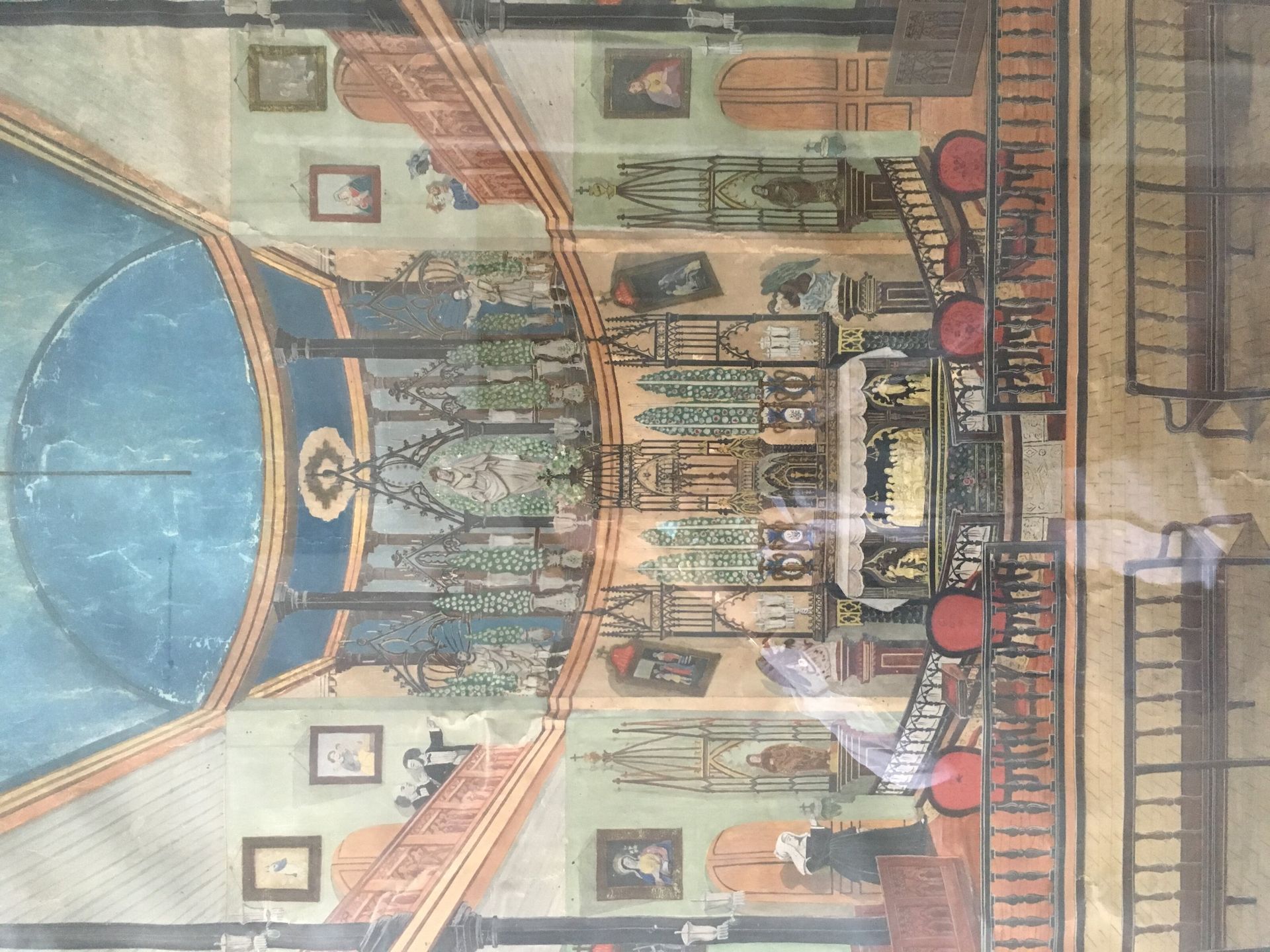 ECOLE FRANCAISE DU XIXème siècle 
Vue intérieure de la chapelle
Aquarelle