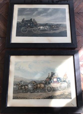Null Set of two large English engravings
In blackened wooden frames