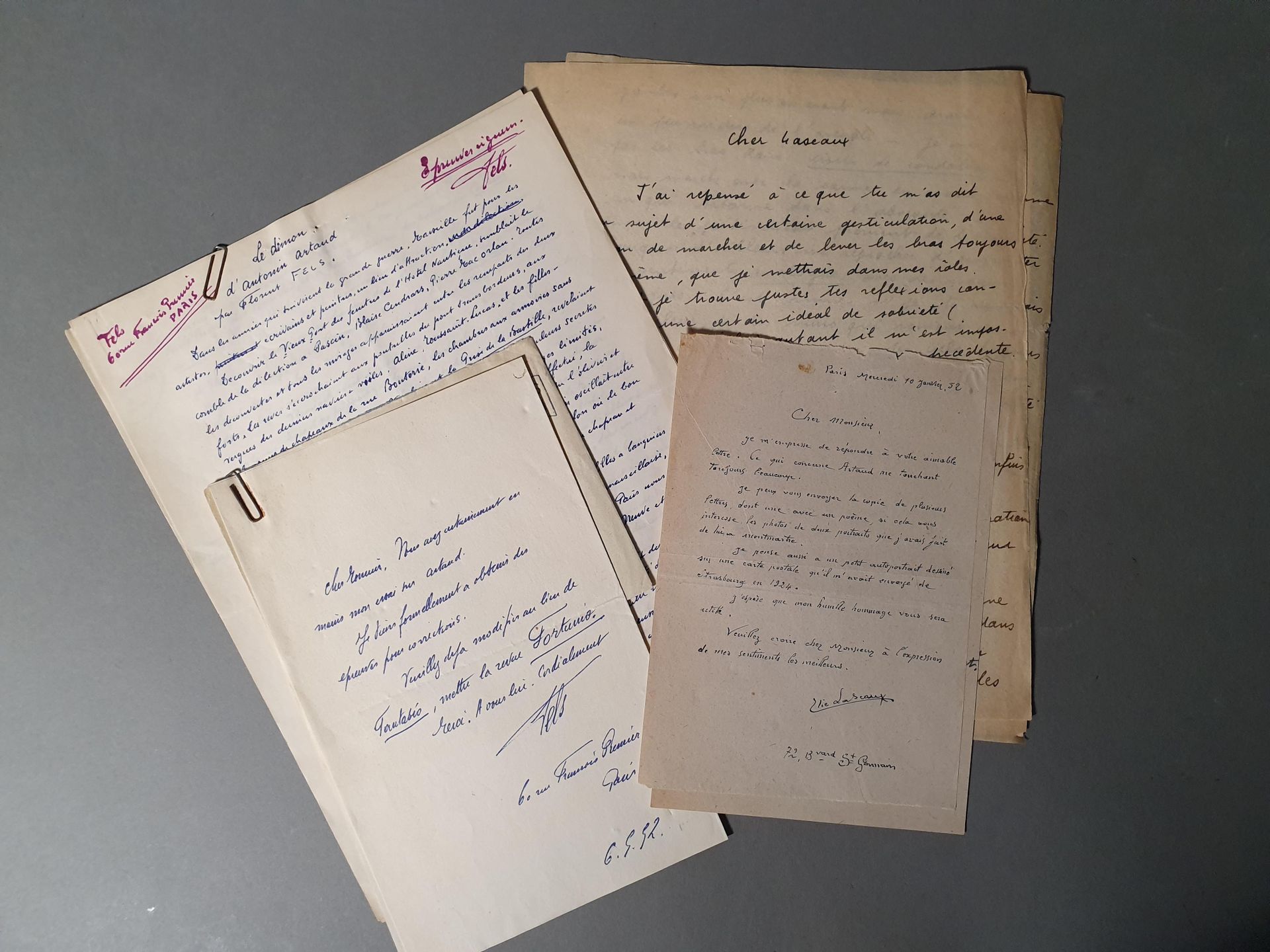 [ARTAUD Antonin].FELS Florent. LE DÉMON D'ANTONIN ARTAUD. MANUSCRIT AUTOGRAPHE S&hellip;