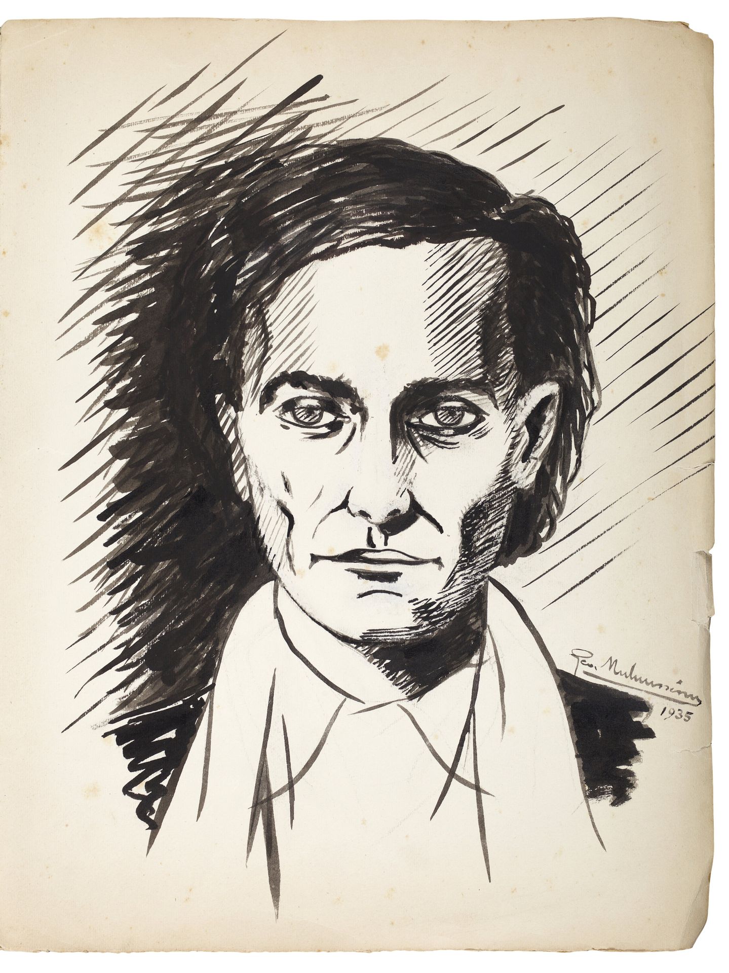 [ARTAUD Antonin].MALAUSSENA Georges. ANTONIN ARTAUD的画像。原画用中国墨水绘制，有签名。1935年，32x25&hellip;