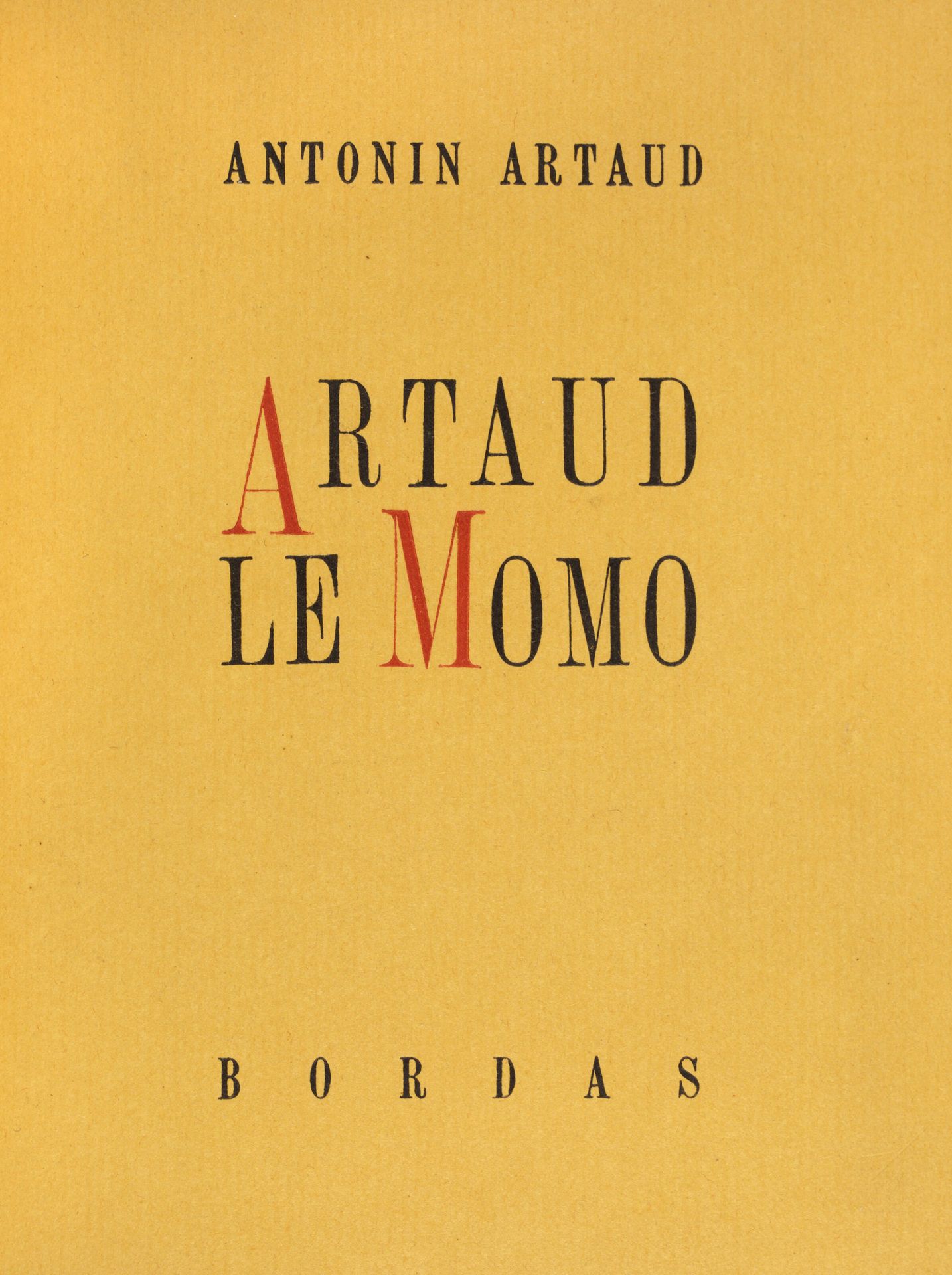 ARTAUD Antonin.ARTAUD LE MOMO. Paris, Bordas, 1947. In-12, demi-maroquin à bande&hellip;
