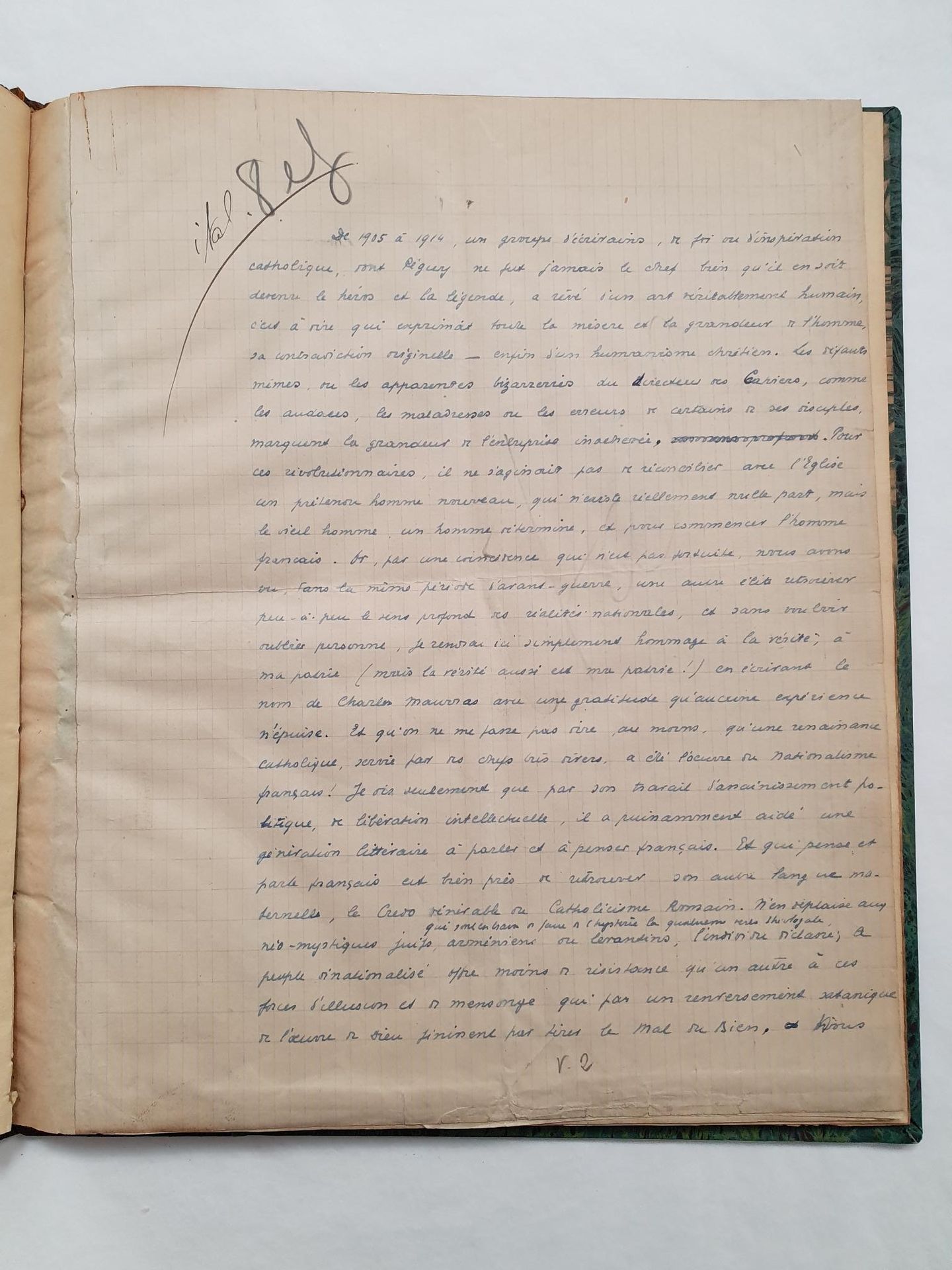 BERNANOS (Georges) (1888-1948). 签名为"Clermont (Oise)"的亲笔手稿(s.L.)。6p ½（编号从2到7）。大的i&hellip;