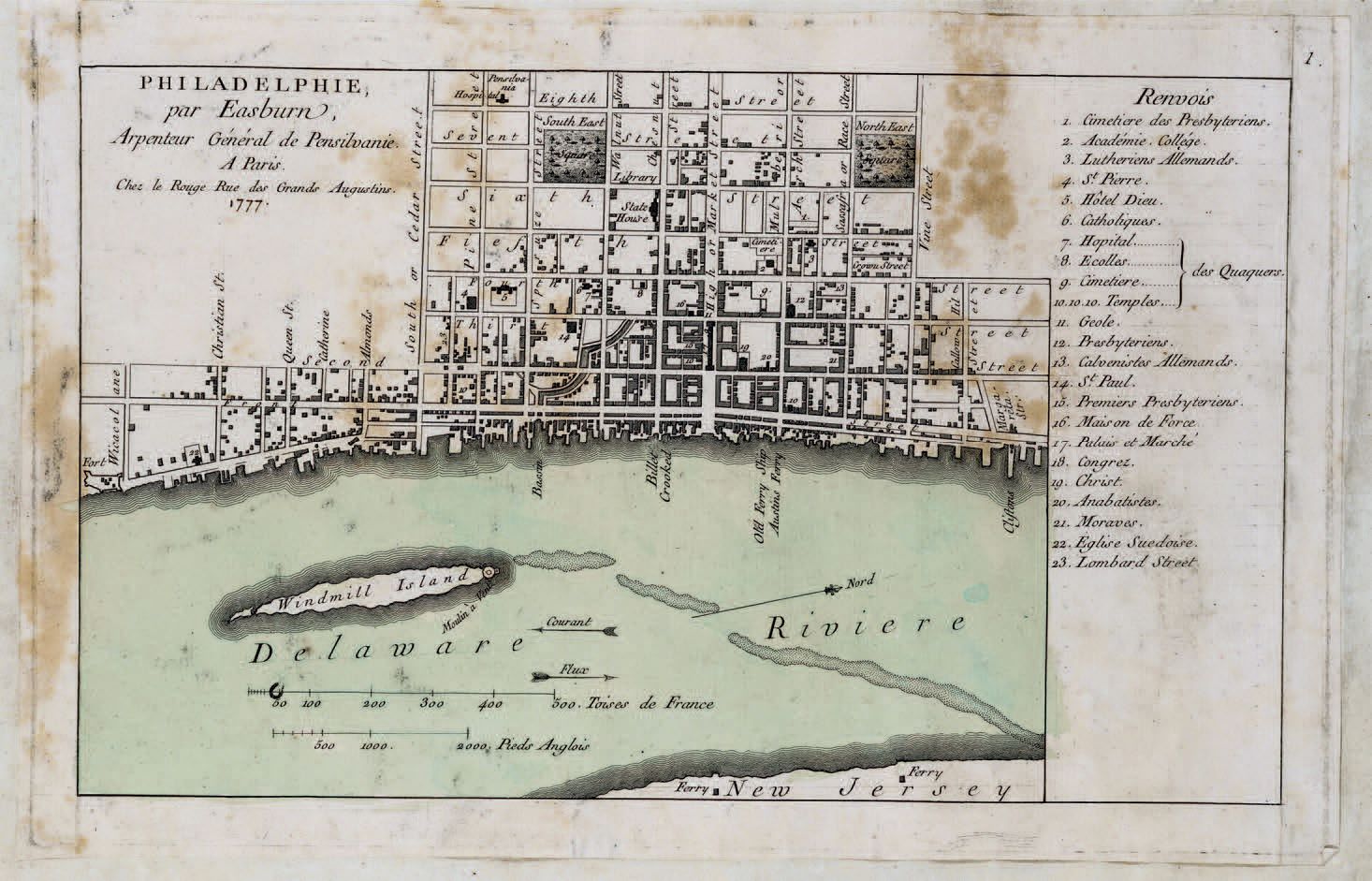LEROUGE, G.L. Philadelphie par Easburn Arpenteur général de Pensilvanie. Paris, &hellip;