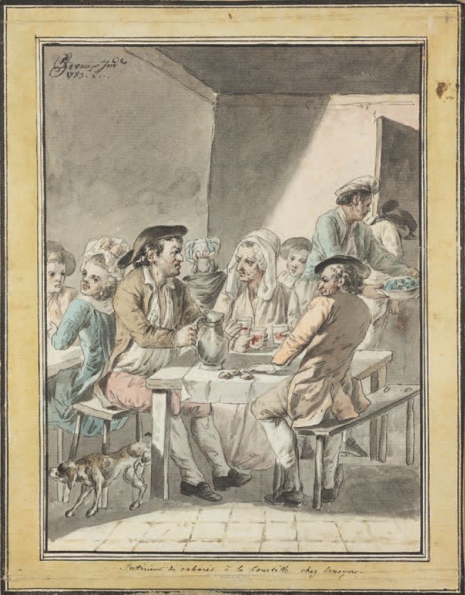 Henri CHEVAUX (1723-1789) Cabaret-Interieur in La Courtille chez Denoyer
Feder u&hellip;