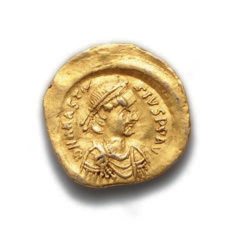 Null ANASTASE (491-518)
Trémissis. Constantinople. 1,40 g.
Son buste diadémé et &hellip;