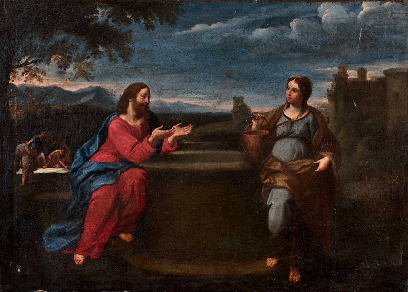 École ITALIENNE vers 1640 基督和撒玛利亚女人
帆布
44 x 60 cm
无框
弗朗切斯科-阿尔巴尼（1578-1660）的画作《基督&hellip;