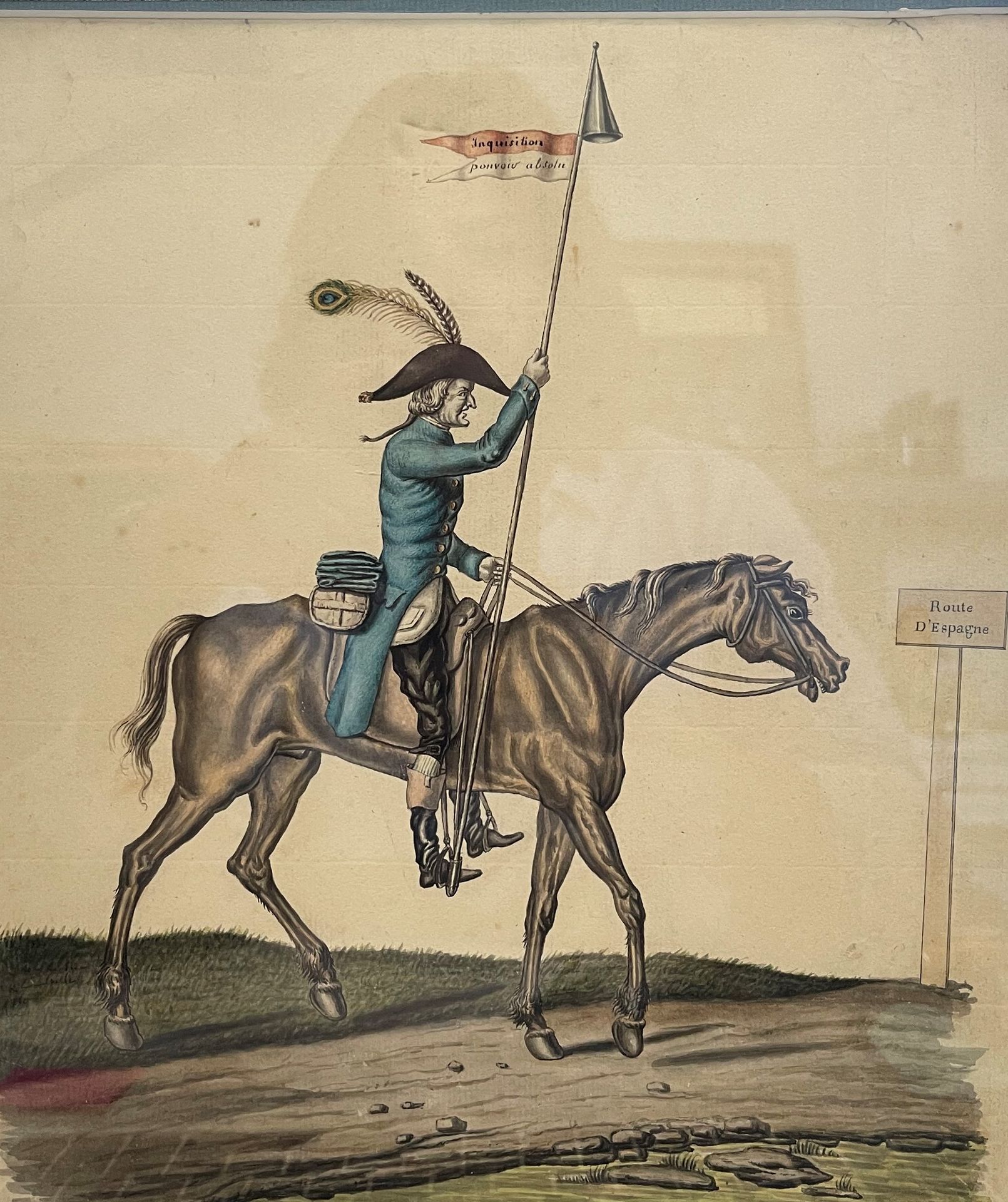 École FRANÇAISE du XVIIIe siècle Cavalier portant une banderole : «Inquisition/P&hellip;