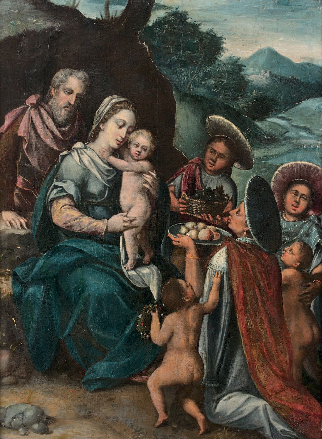 École génoise vers 1630, suiveur de Giovanni Andrea ANSALDO La Sainte Famille ad&hellip;