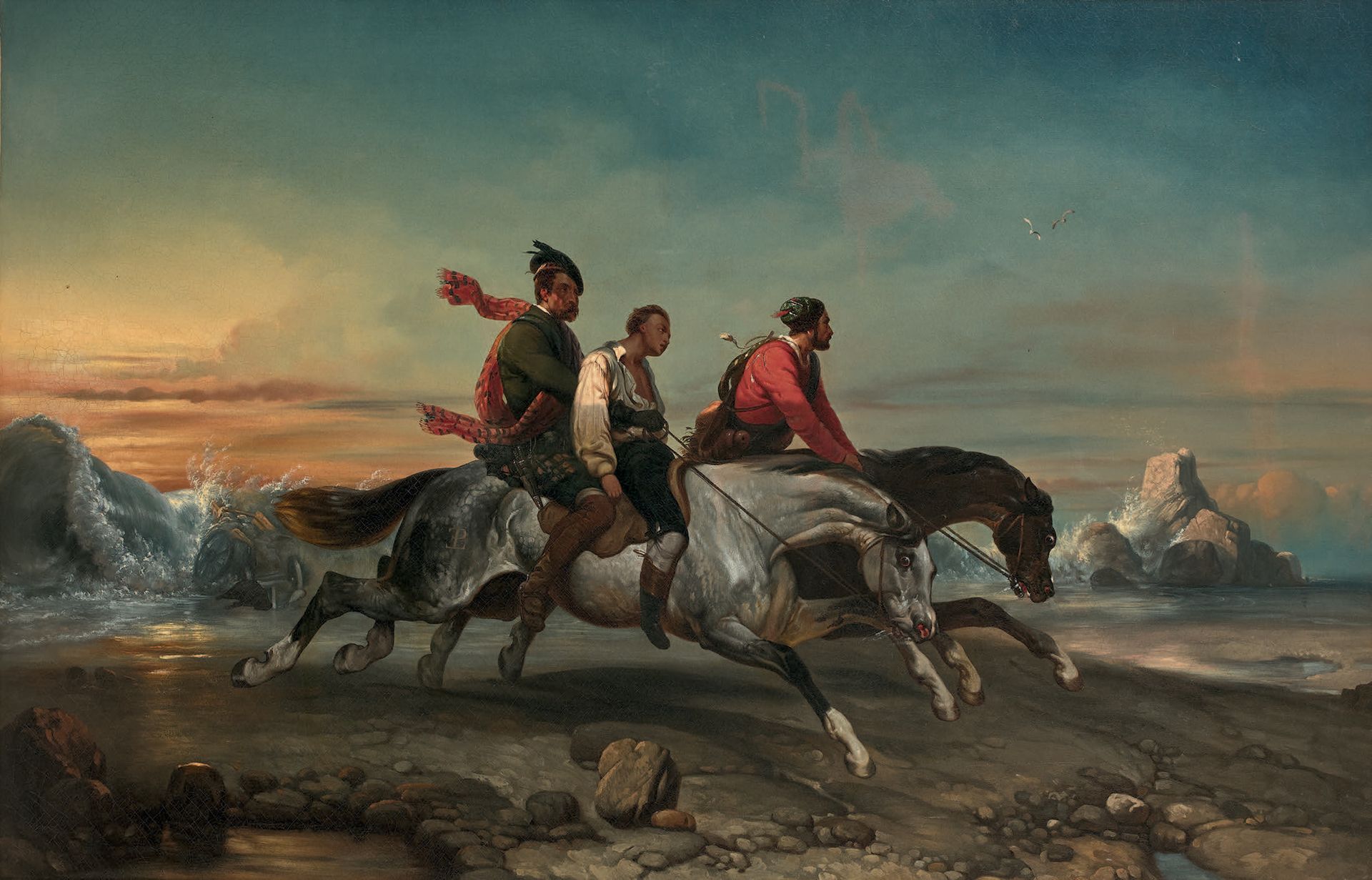 Atelier d'Eugène LE POITTEVIN (1806-1870) 被Redgauntlet救出并绑架的Darsie
布面油画
马身上的Mono&hellip;