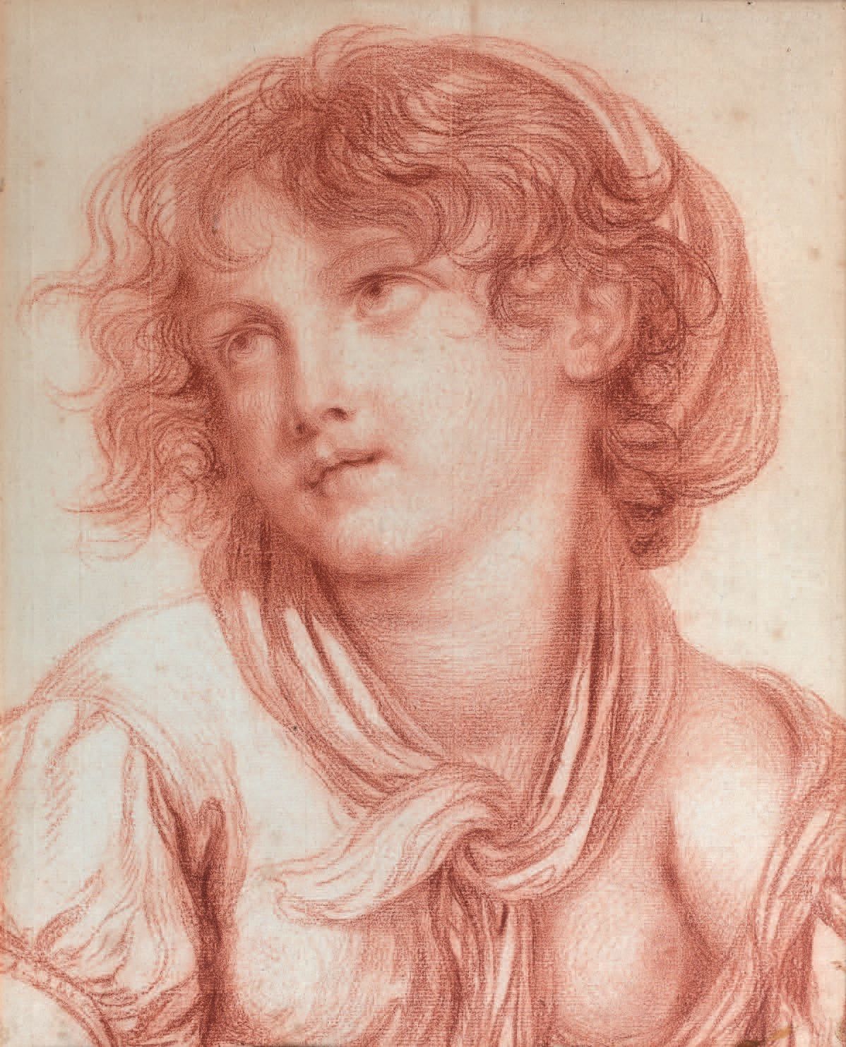 École de Jean-Baptiste GREUZE (Tournus 1725 - Paris 1805) Tête de jeune fille to&hellip;