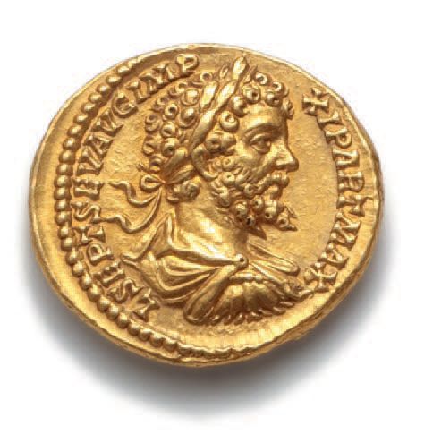Null SEPTIME SÉVÈRE (193-211)
Auréus. Rome (199-200). 7,32 g.
Son buste lauré, d&hellip;