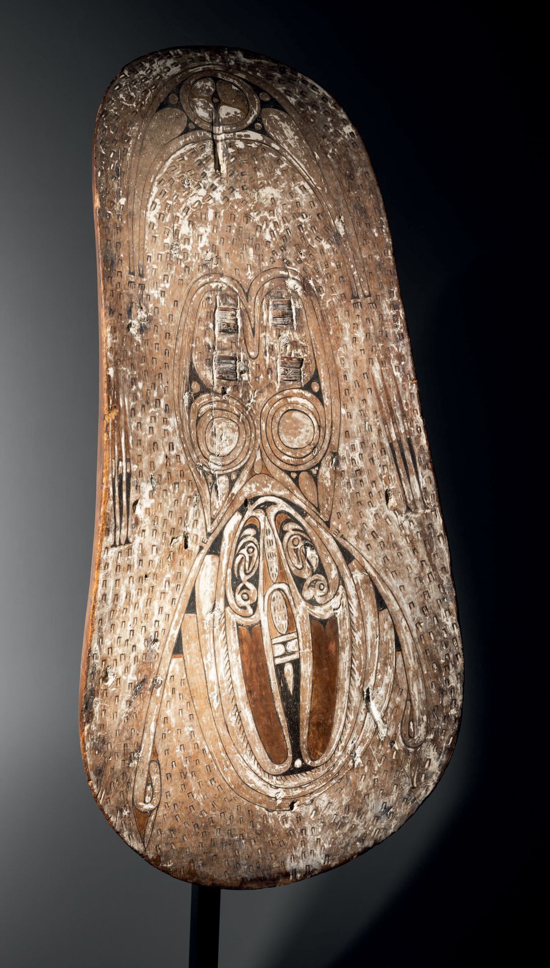 Null 瓦约拉战盾，
Aire Massim, Trobriand Islands,
巴布亚新几内亚
木头，天然颜料
高77厘米
背面有两个手写的说明。E.N&hellip;