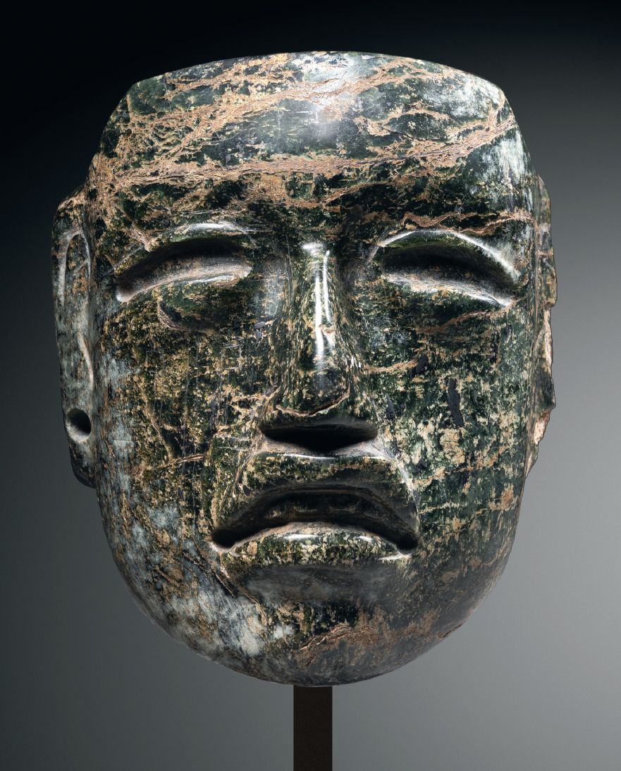 Null MASQUETTE - 统治者的肖像 奥尔梅克文化，Arroyo Pesquero，墨西哥
中古时代，公元前900-400年C.
绿色蛇纹石的斑点和脉&hellip;