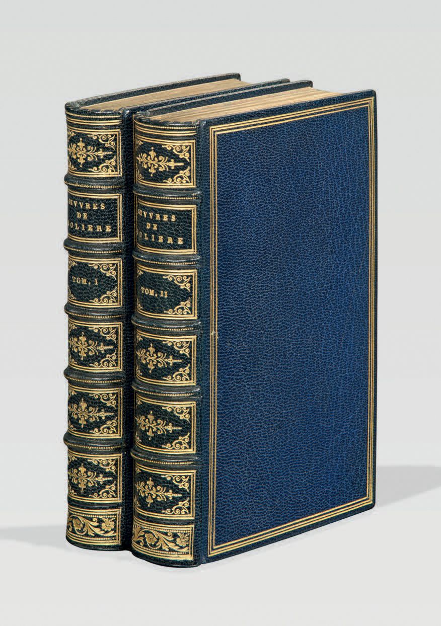 MOLIERE. Les Oeuvres. París, Claude Barbin, 1666. 2 volúmenes en-12, morocco azu&hellip;