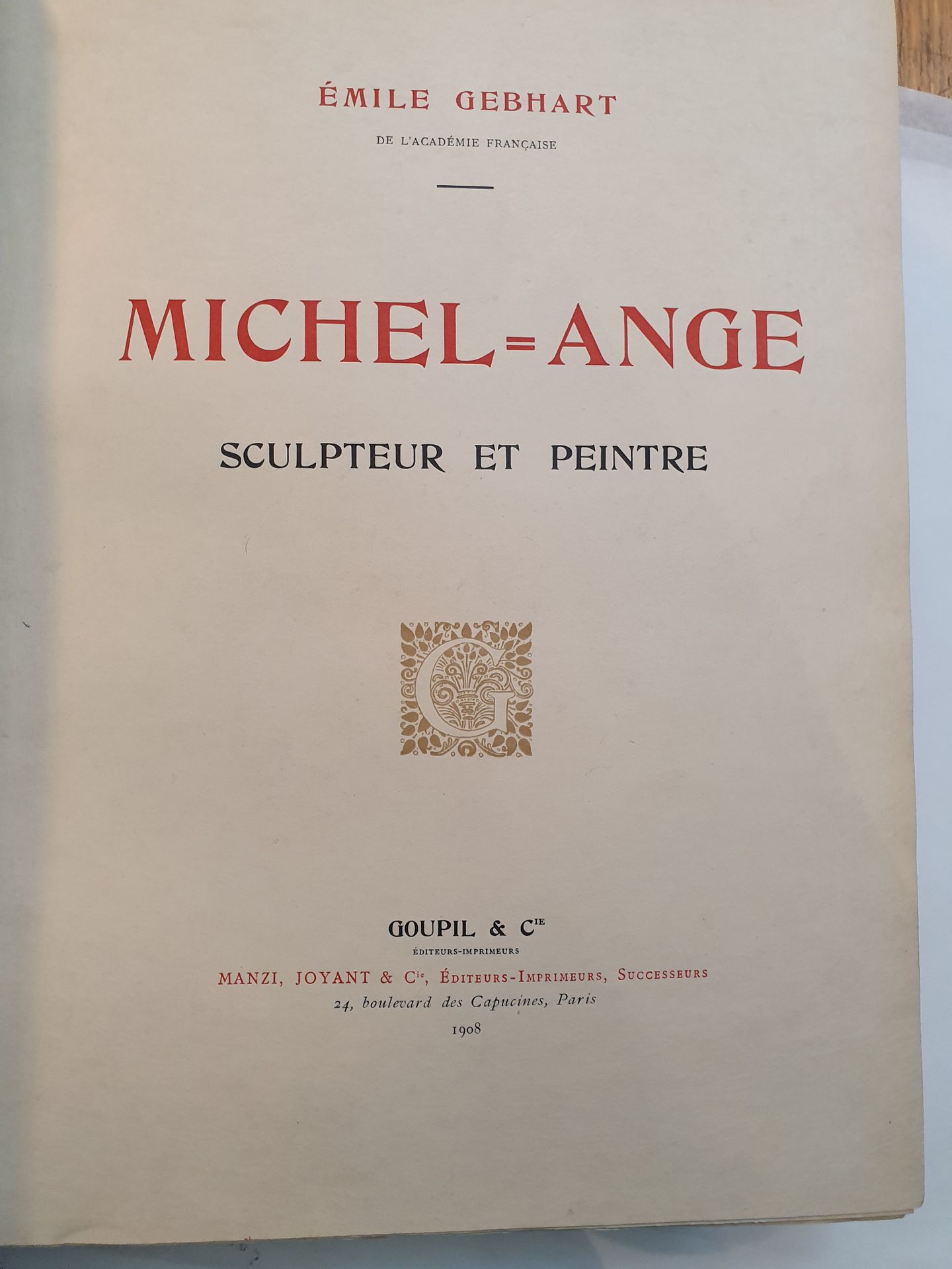 Null GEBHART (Emile). Miguel Ángel, escultor y pintor. París, Goupil & Cie, Manz&hellip;