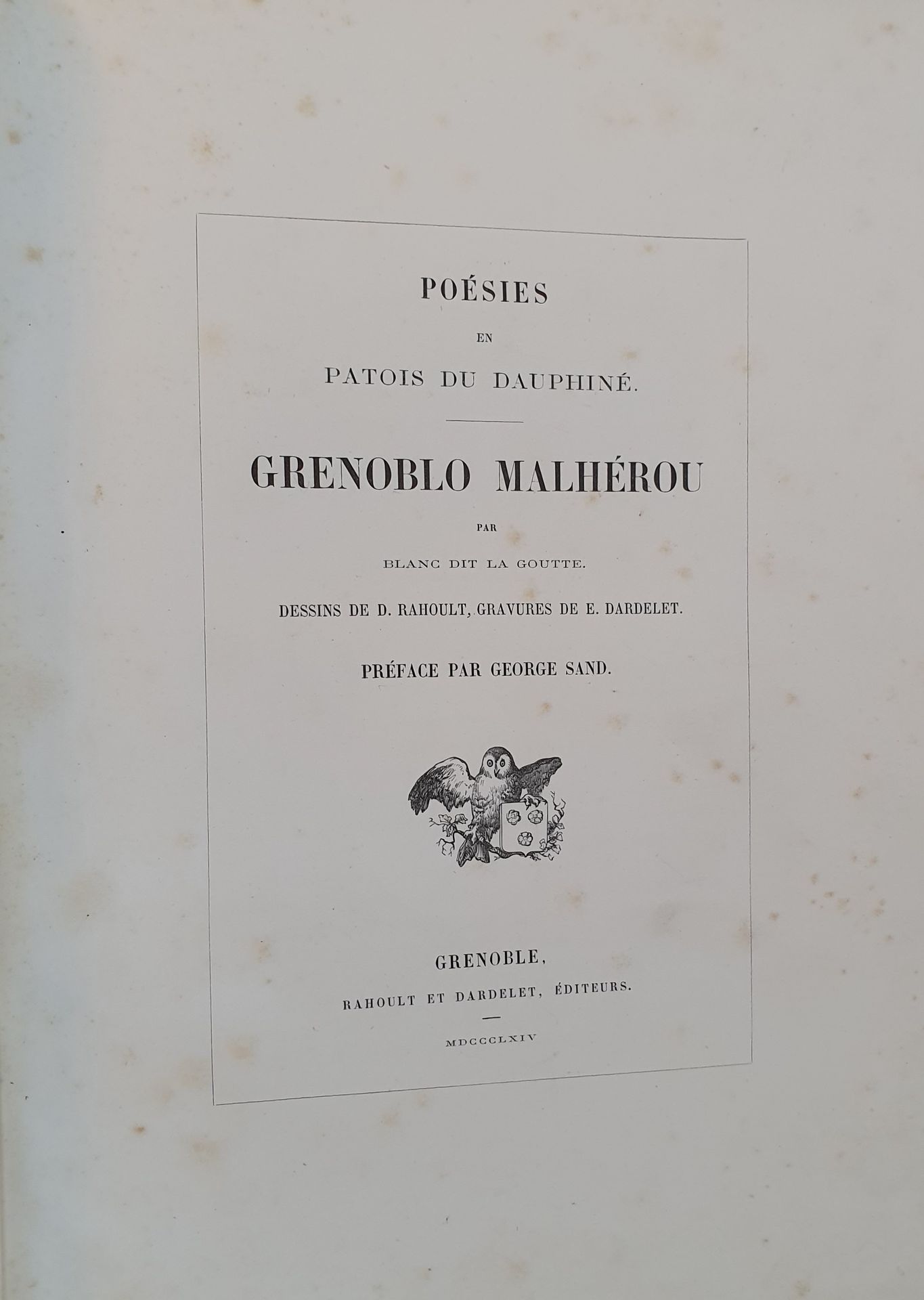 Null BLANC (François). Poesía en patois de Dauphiné. Grenoblo Malhérou de Blanc &hellip;