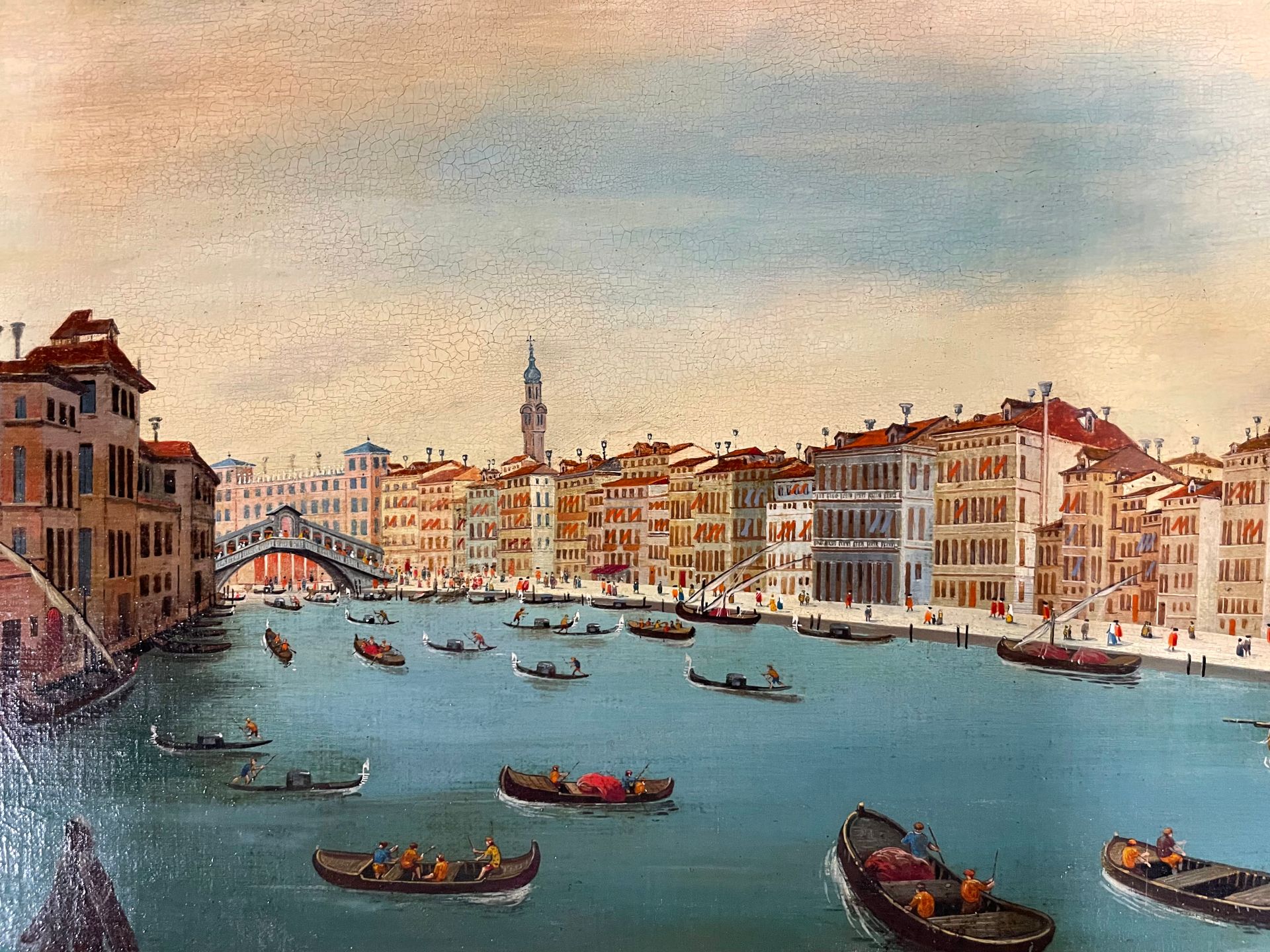 Ecole du XIXème siècle Vue du pont du Rialto à Venise
Huile sur toile
Rentoilé
4&hellip;