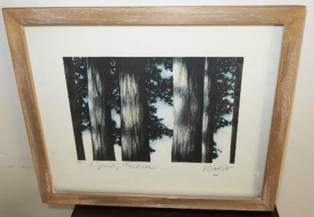 Null Lot including:
Ciora (?), Trees, signed color plate.
AND a charcoal drawing&hellip;