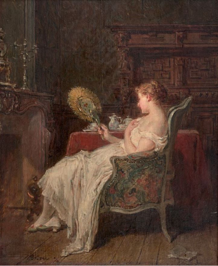 Antoine Emile PLASSAN (Bordeaux 1817 - Paris 1903) Woman in an interior
Oak pane&hellip;