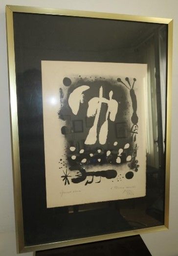 Joan MIRO (1893-1983) 最近的绘画，1953年
黑色试印，献给Fernand Mourlot，日期为1953年 37.8 x 28.4 cm