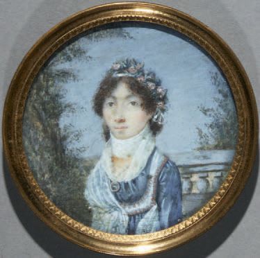 Pierre-Charles CIOR (1769-1840), attribué à 
风景中戴着玫瑰花冠的年轻女子的画像



象牙上的圆形微型画。签名的痕&hellip;