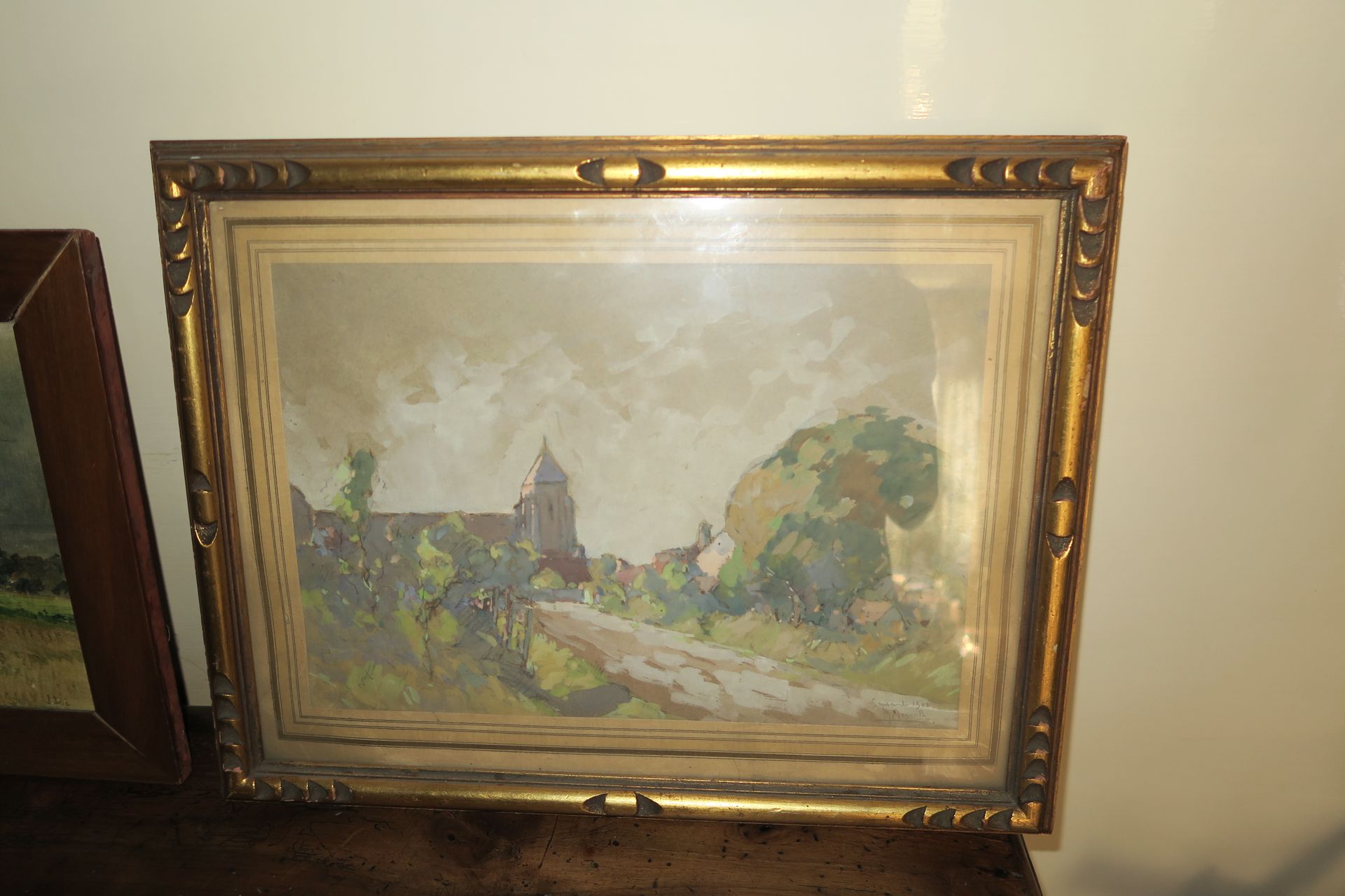 James DESVARREUX-LARPENTEUR (1847-1937) Paysage aux vaches 小型布面油画，背面有签名，日期为1924年&hellip;