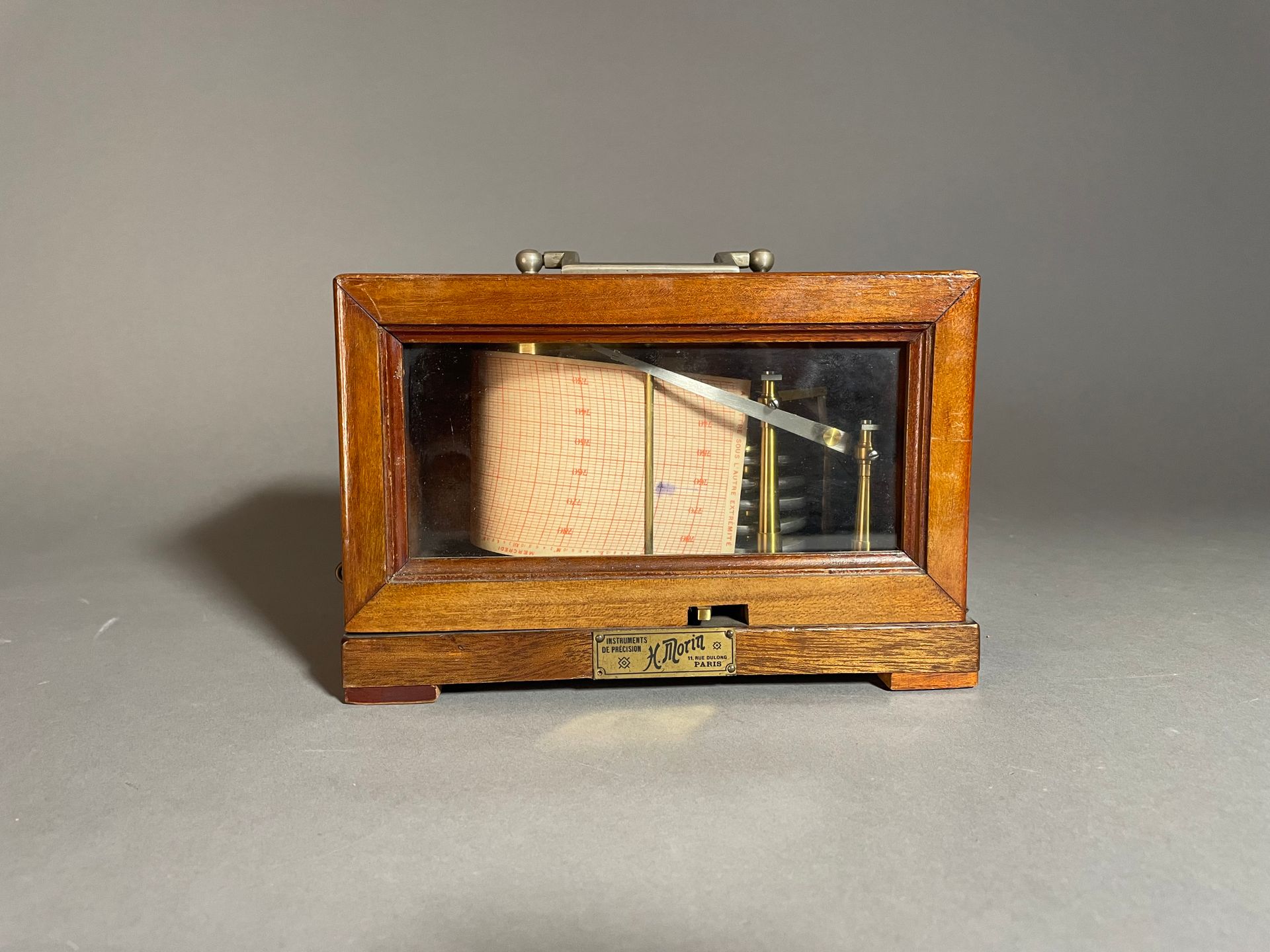 Henri Morin Seismograph
In seiner Glasbox
H. 13 cm; B. 19 cm; T. 11 cm.