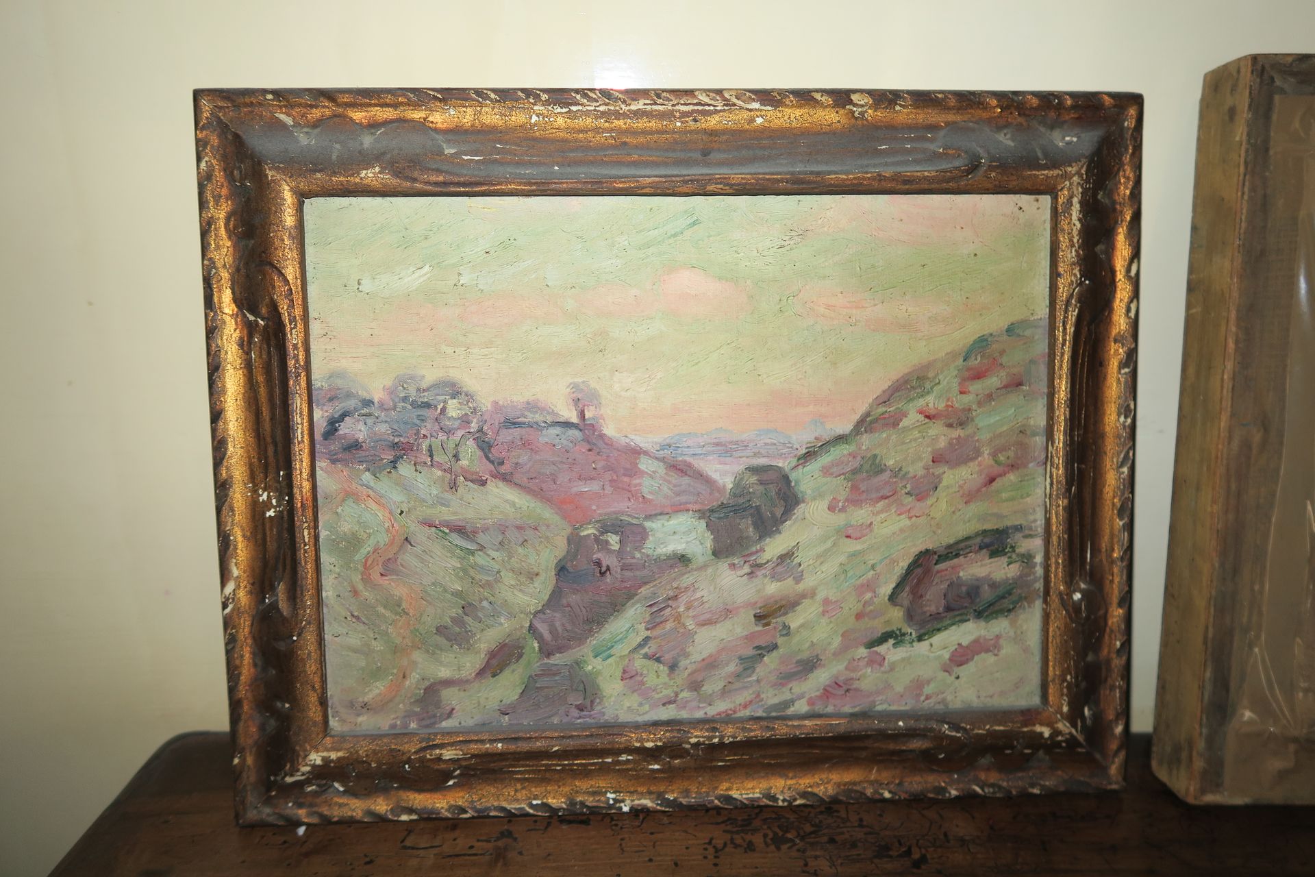 École de la fin du XIXe siècle Landschaft Öl auf Leinwand 23,2 x 33,2 cm