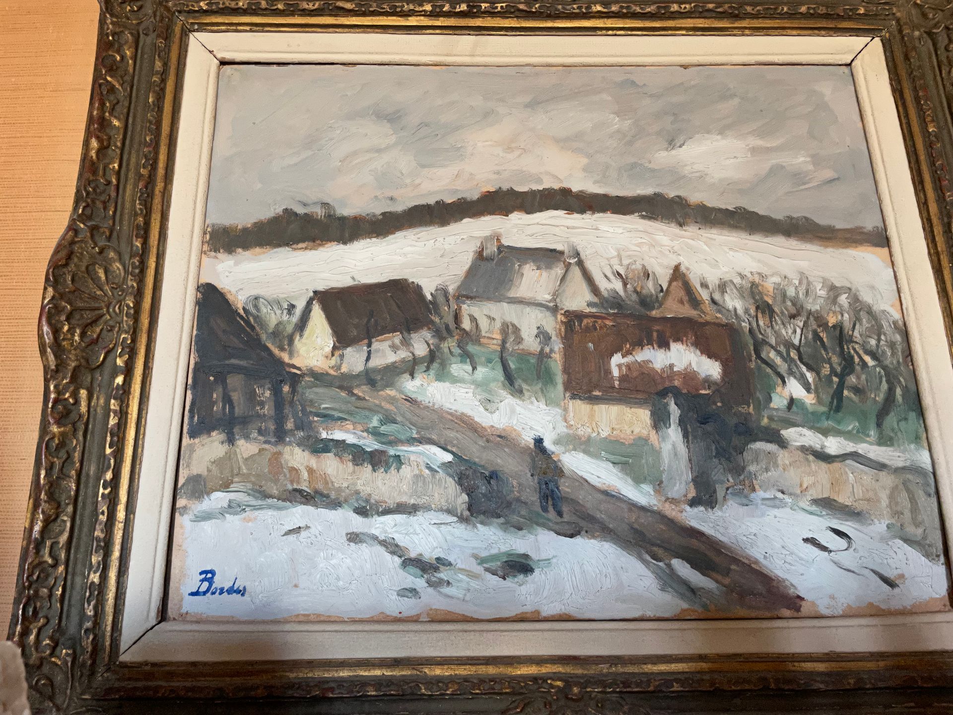 Léonard BORDES (1898-1969) 雪村
Isorel上的油画，左下方签名
高50厘米；宽61厘米