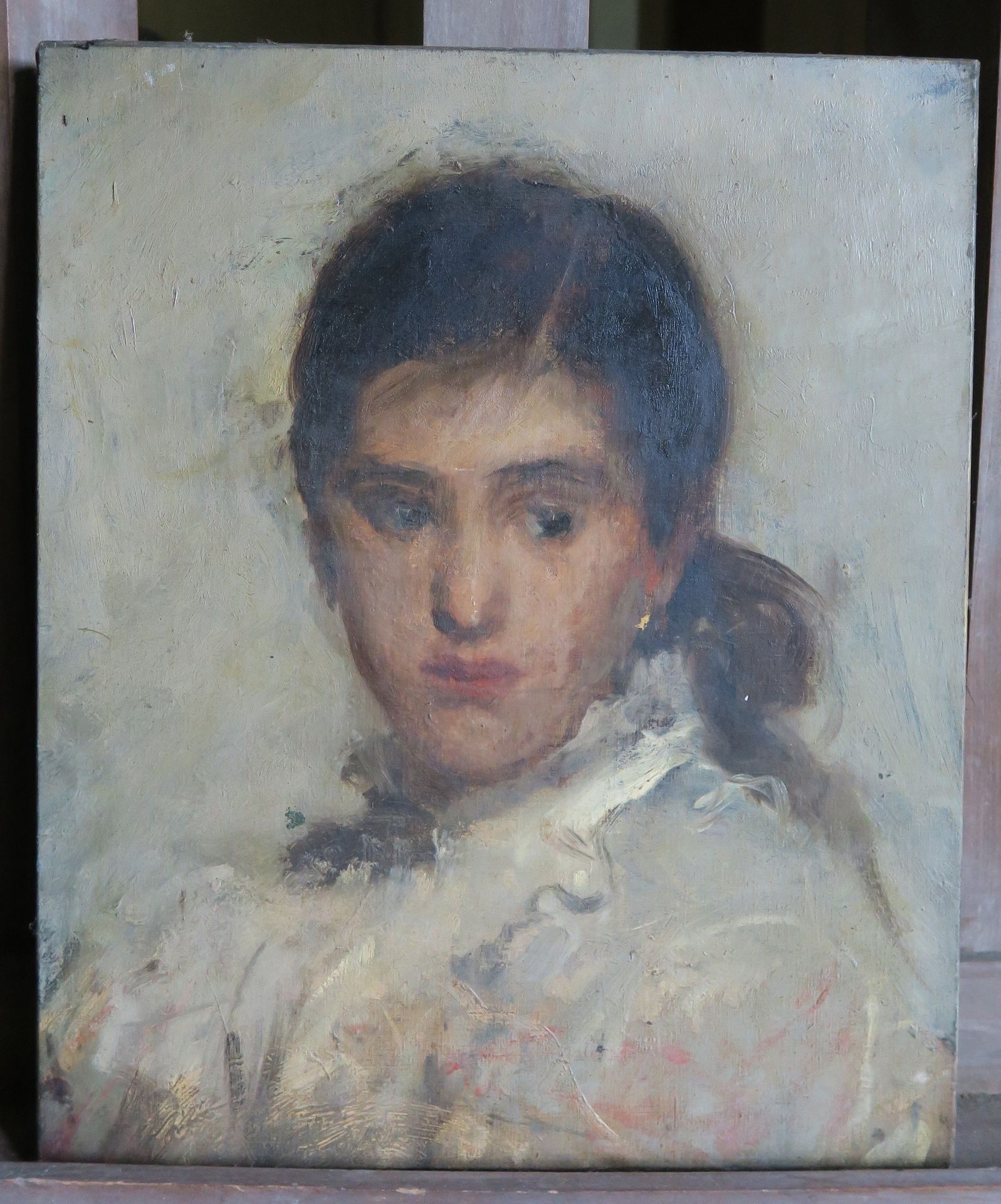 Ecole Française vers 1900 Porträt einer Frau Öl auf Leinwand 46 x 38,2 cm