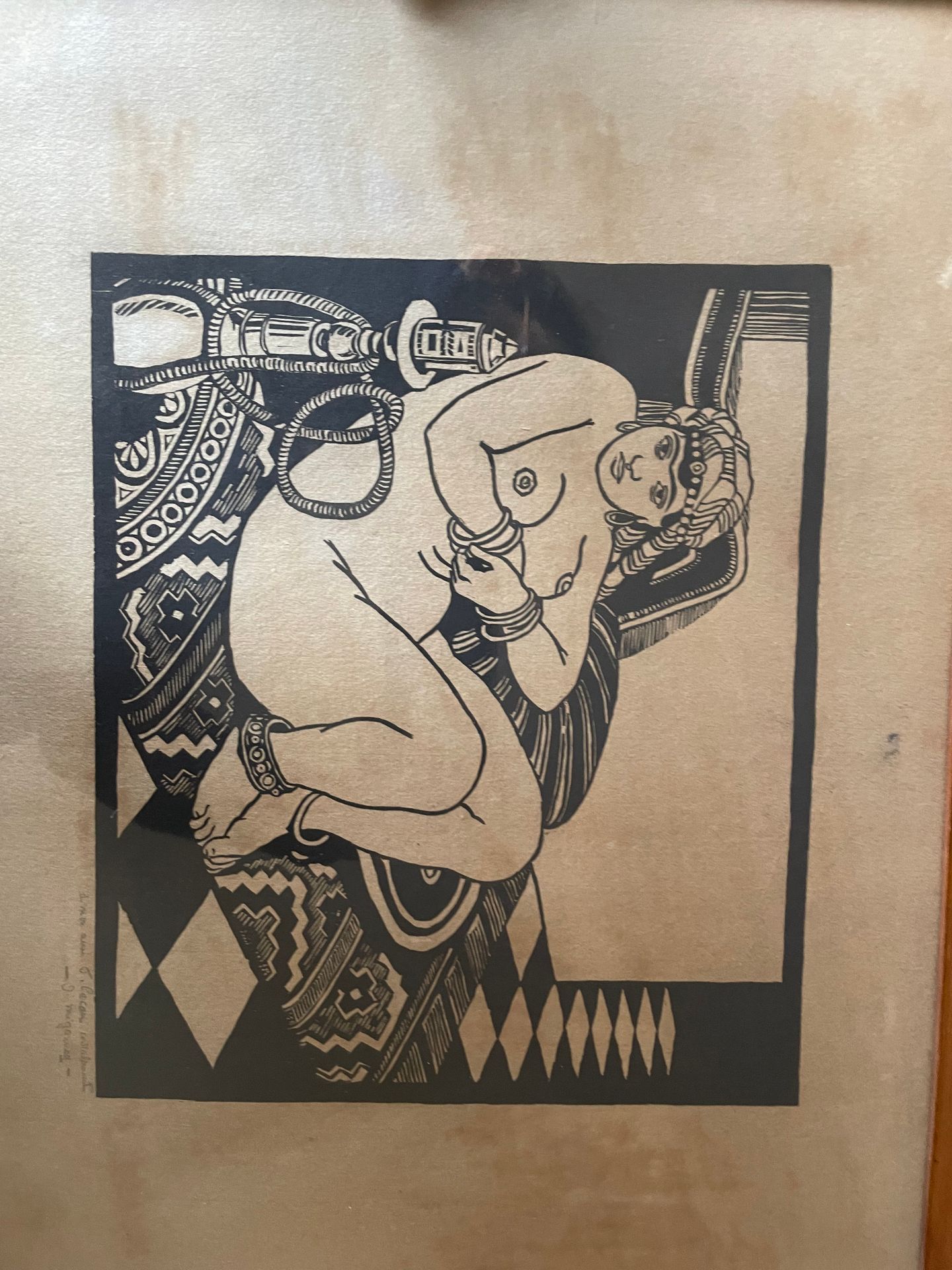 Jules MIGONNEY (1876-1929) Fumeuse de narghilé
Holzschnitt, gewidmet "A mon ami &hellip;
