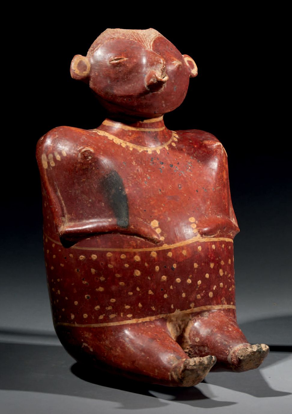 Null Nayarit (Chinesco) seated female, Mexico, ceramic with red slip and beige p&hellip;