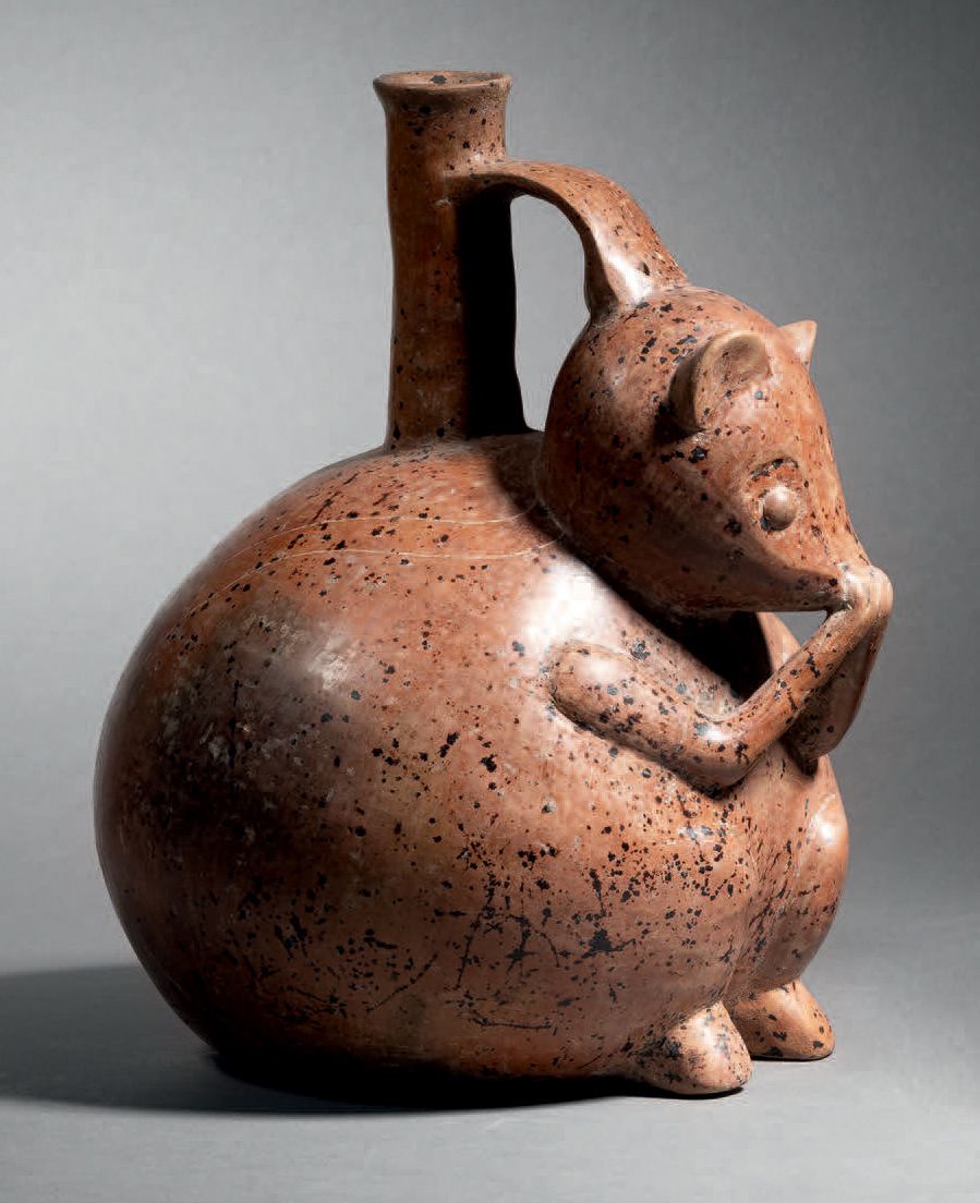 Null Ɵ Chorrera coatimundi effigy vessel, Ecuador, ceramic with brown-red slip a&hellip;