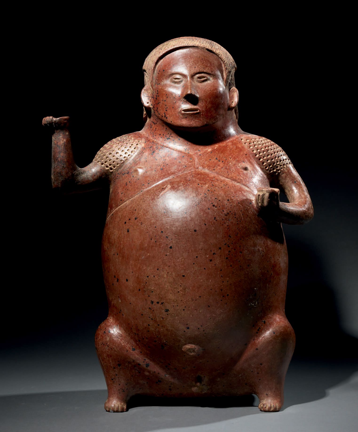Null Ɵ Colima rounded figure, Mexico, ceramic with brown-red slip, manganese oxi&hellip;