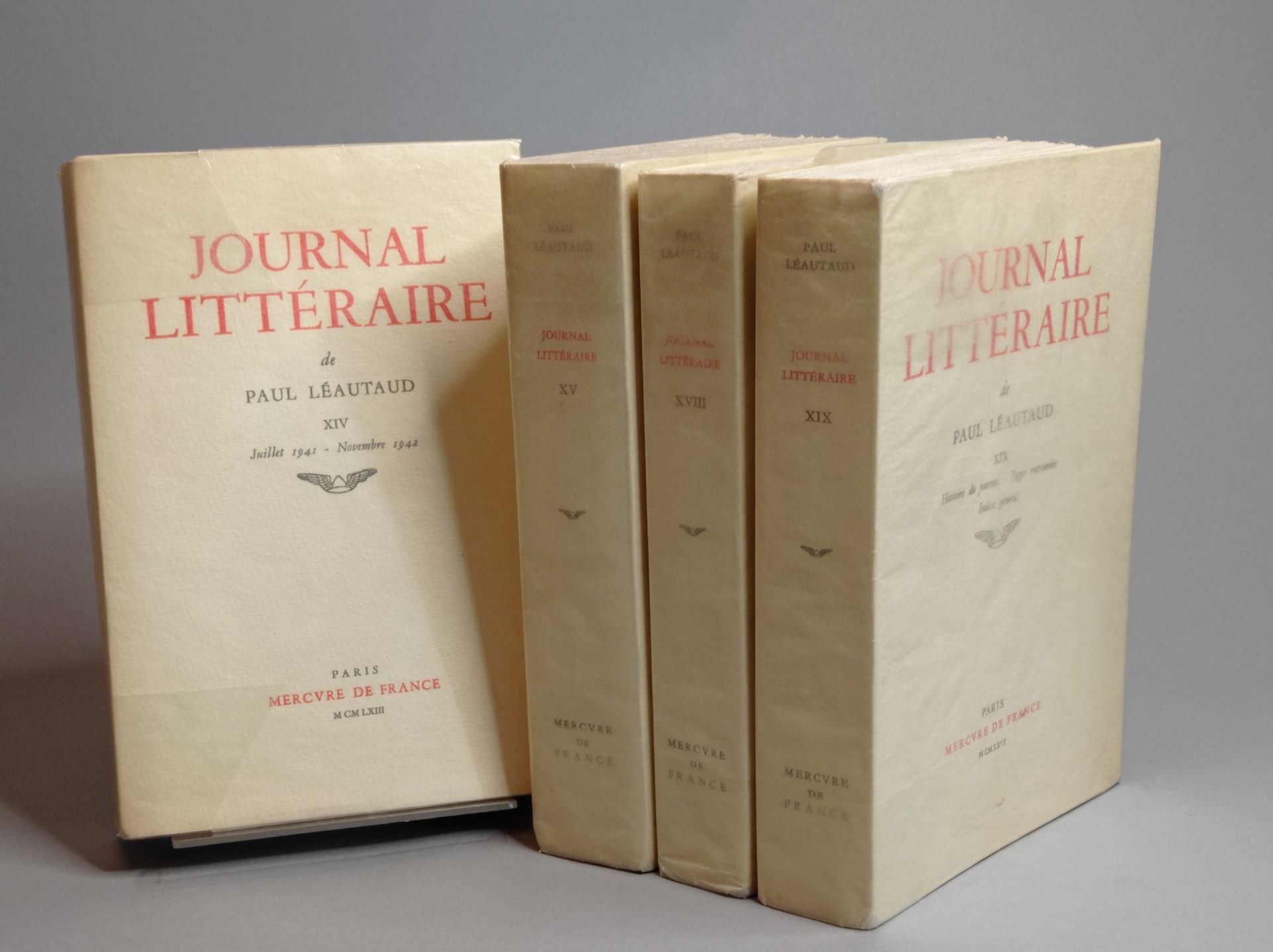 LÉAUTAUD (Paul). 文学杂志。巴黎，Mercure de France，1954-1966，19卷8开本，平装，填充封面，（约6000页）
原版。&hellip;
