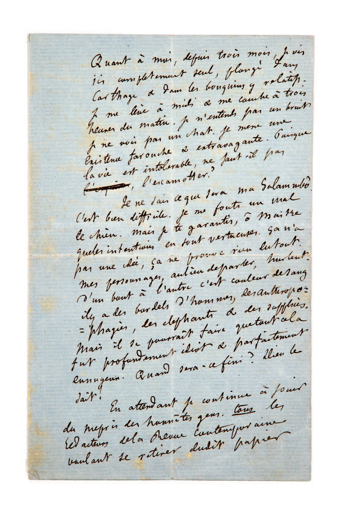 FLAUBERT (Gustave). Autograph letter signed to Théophile Gautier, dated Thursday&hellip;