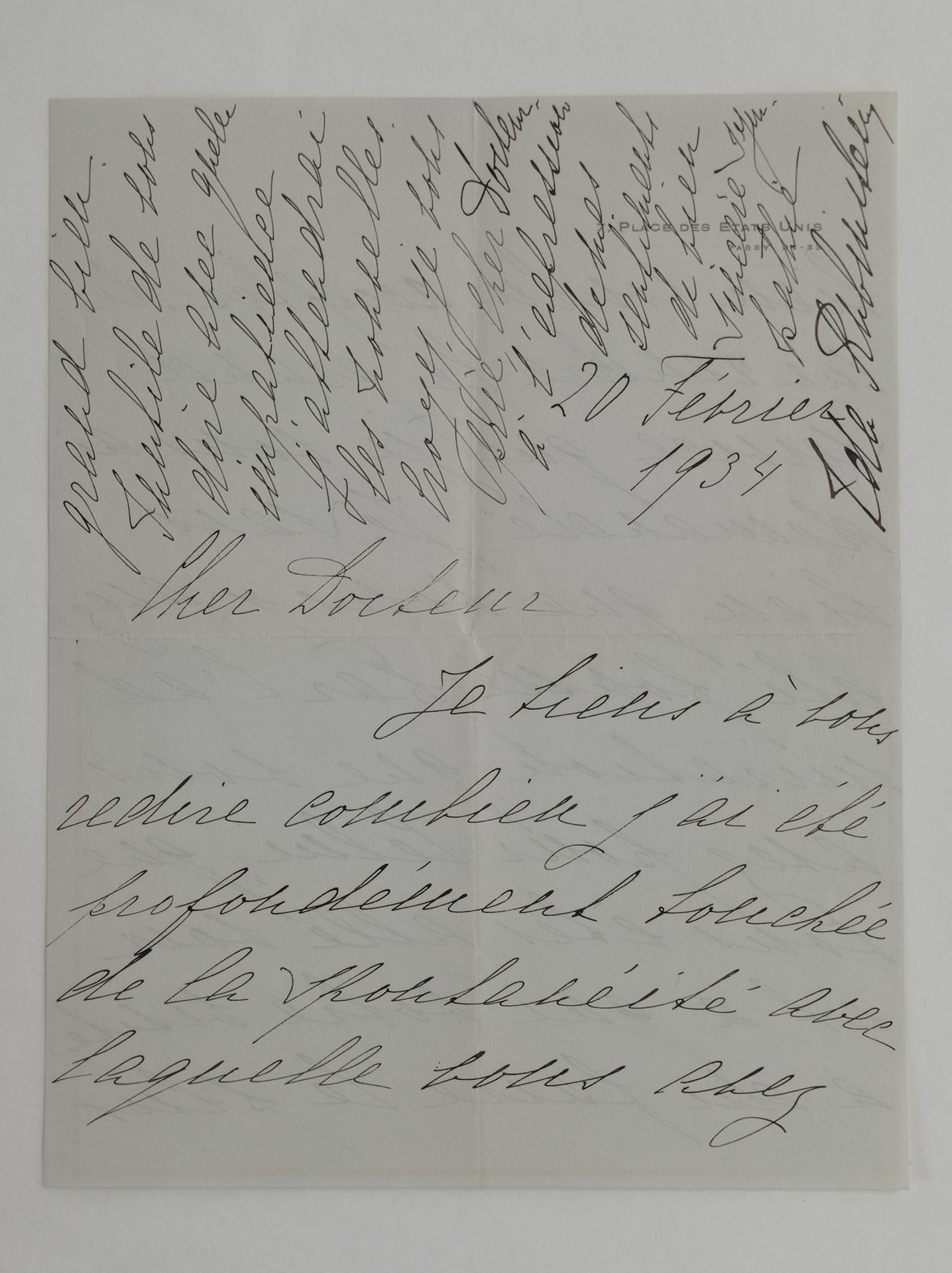 RUBINSTEIN Ida (1885-1960). Carta autógrafa firmada a su "Doctor", París, 20 de &hellip;