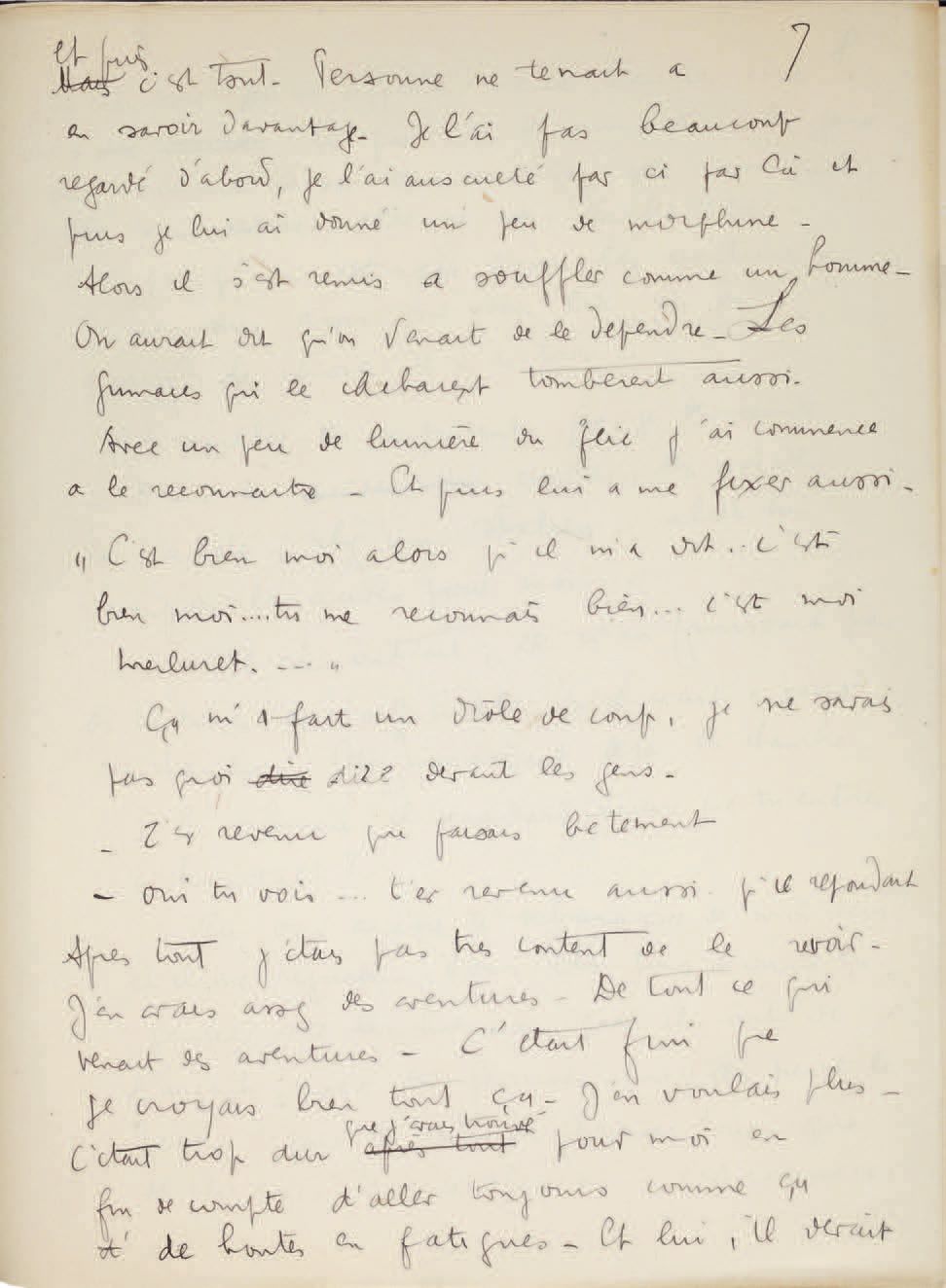 CÉLINE (Louis Destouches, dit Louis-Ferdinand). Chapitre manuscrit inédit du Voy&hellip;