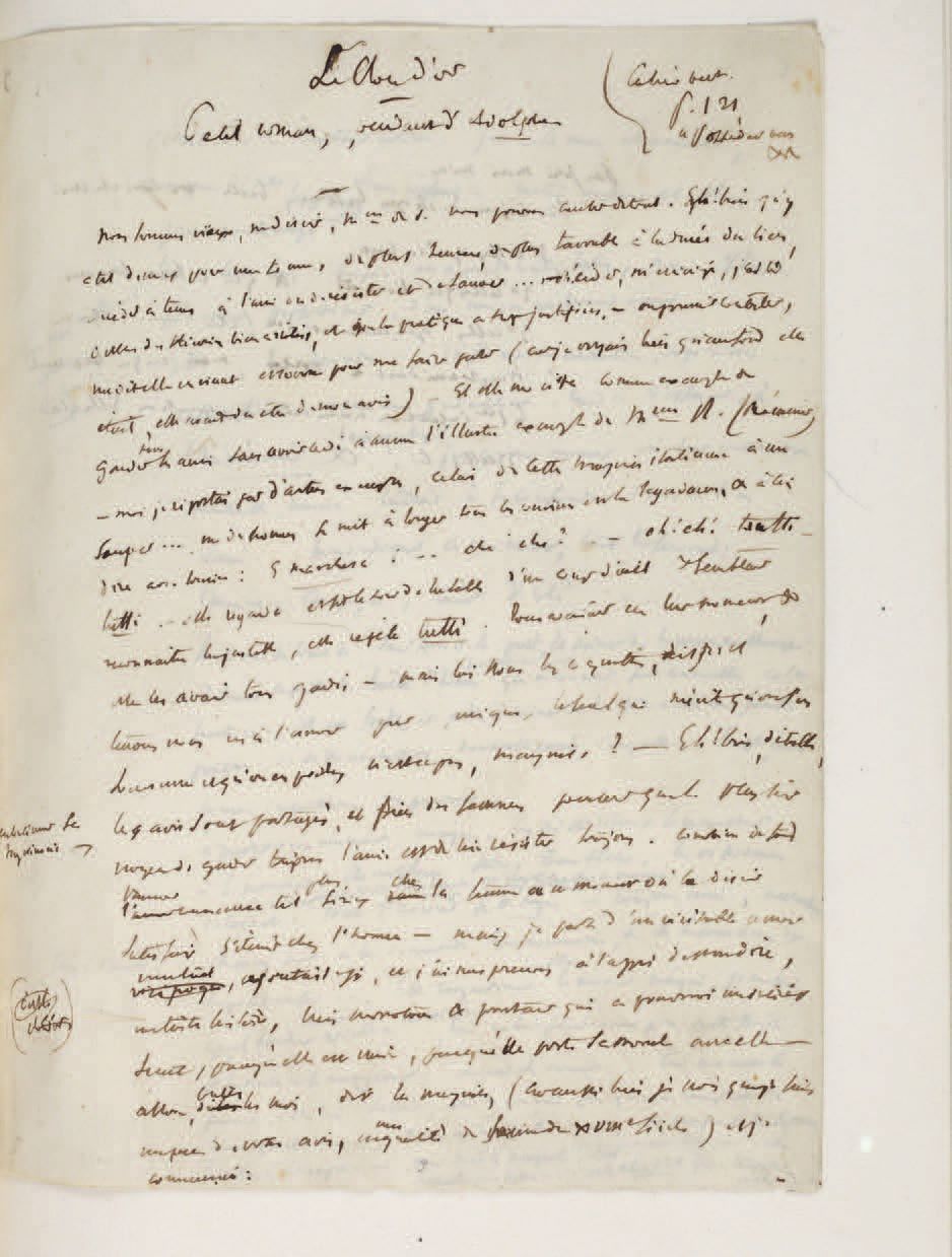 SAINTE-BEUVE (Charles-Augustin). 两篇短篇小说的亲笔手稿：《Le Clou d'or》和《La Pendule》，在他死后于18&hellip;