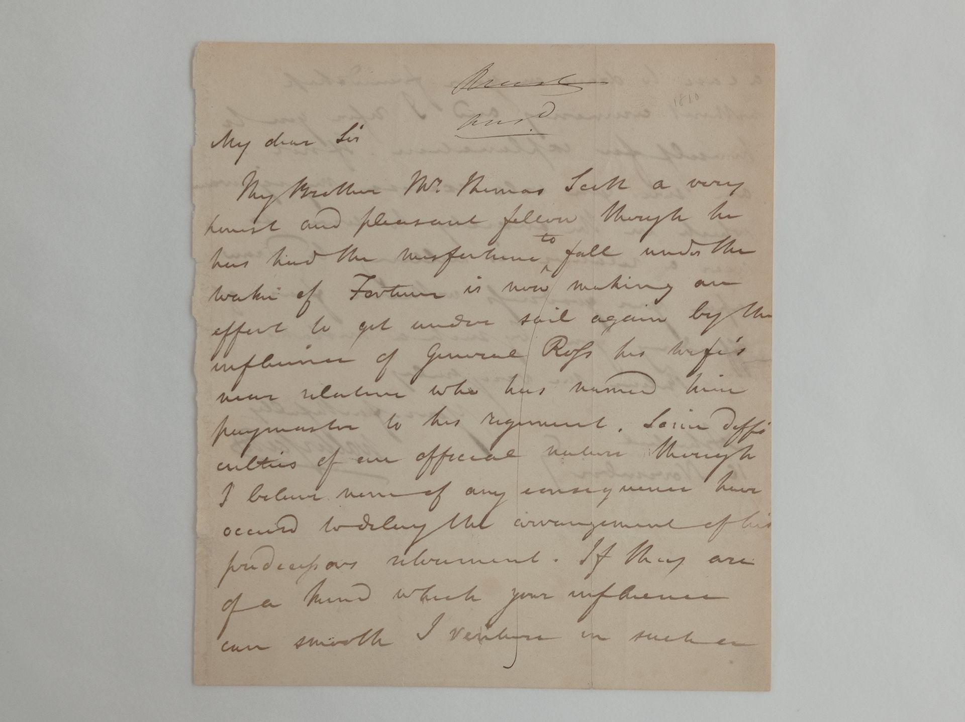 SCOTT Sir Walter (1771-1832). Lettre autographe signée, Ashestiel, (s.D.) «10 no&hellip;